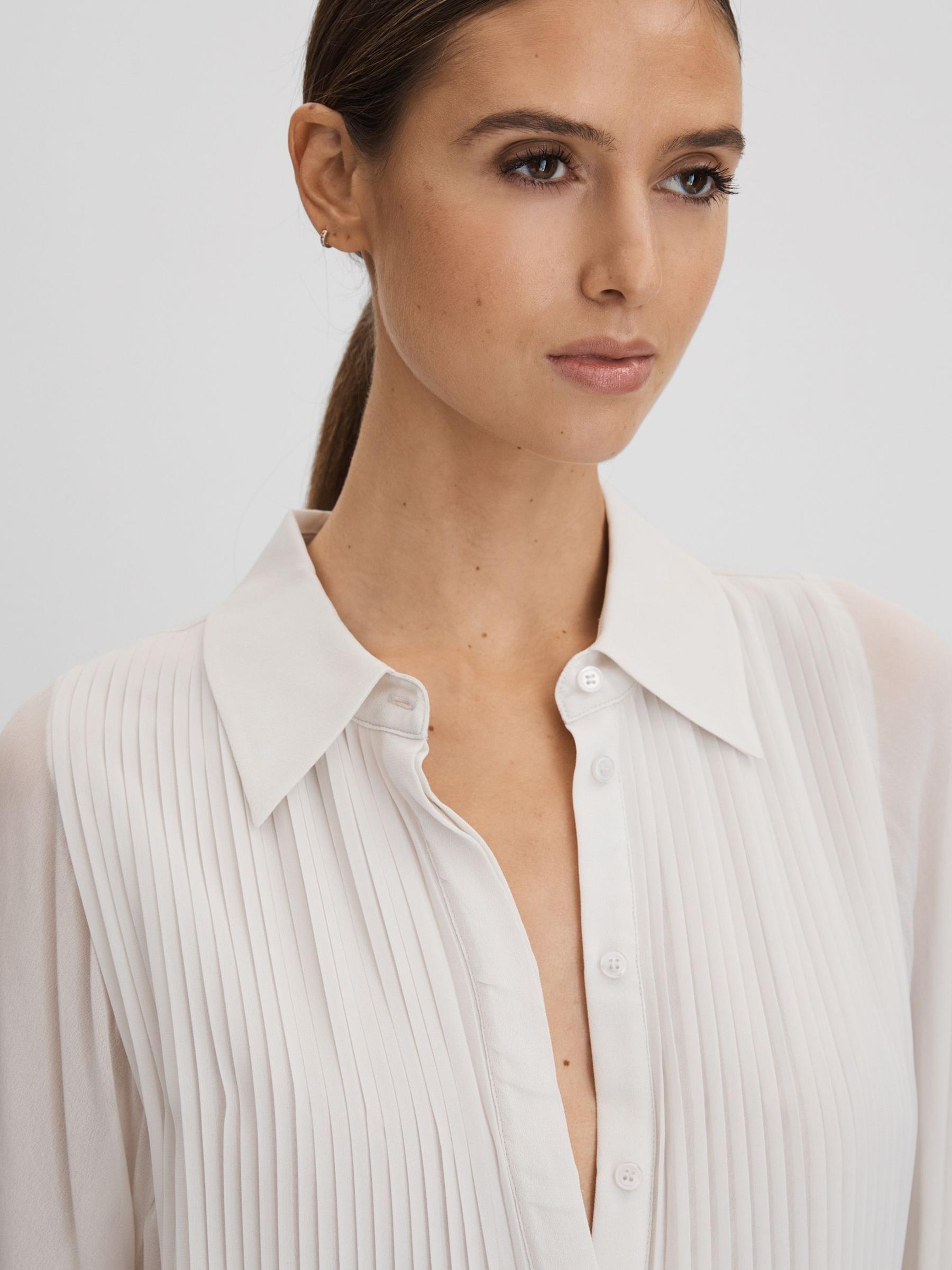 Pleated Flared Sleeve Blouse in Pale Blue - Image 4 of 5