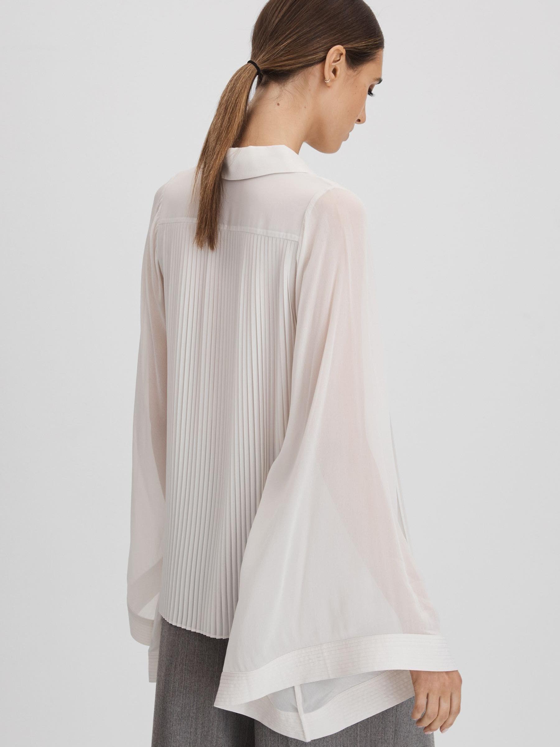 Pleated Flared Sleeve Blouse in Pale Blue - Image 5 of 5