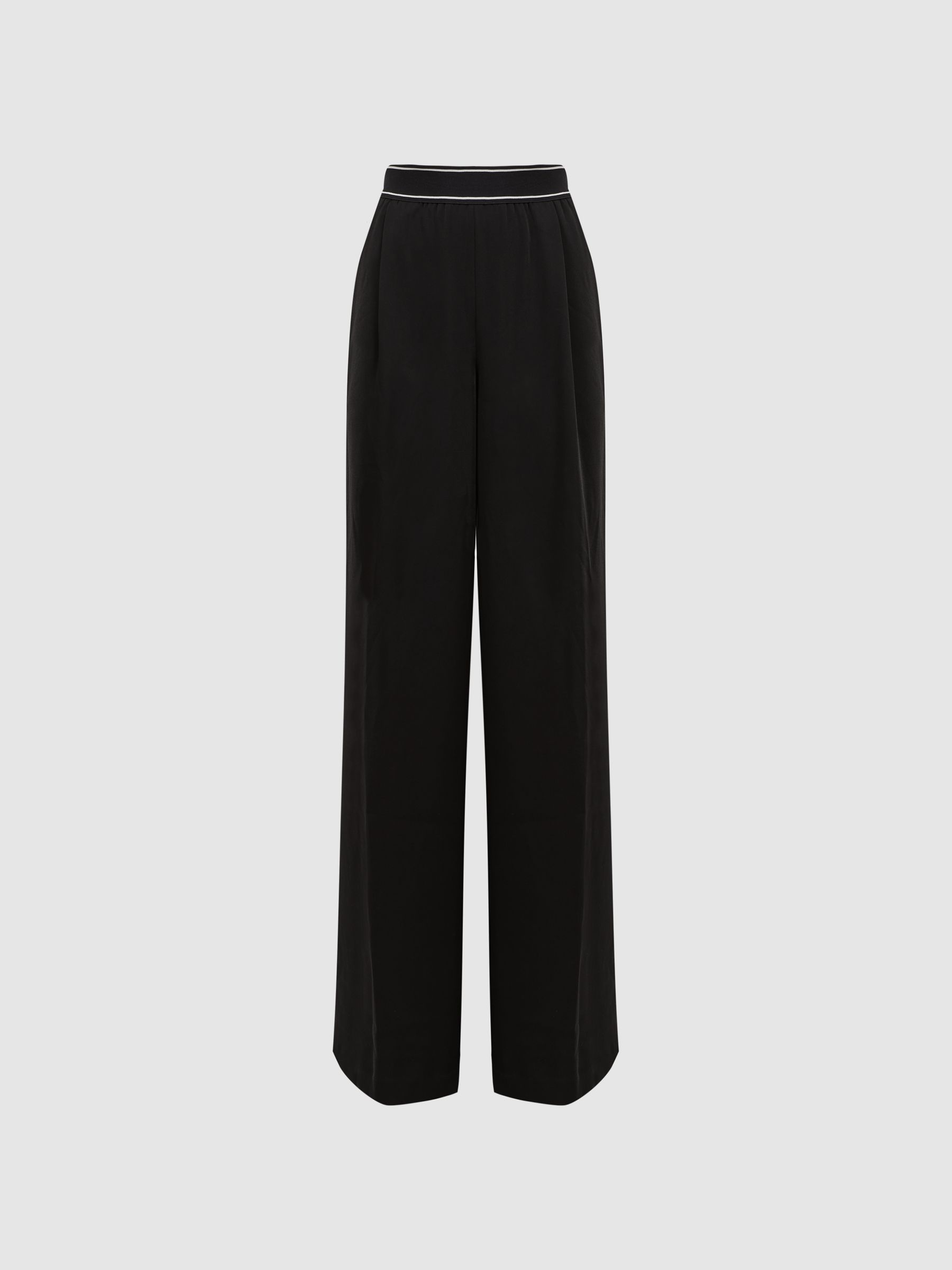Wide Leg Elasticated Trousers in Black - Image 2 of 5