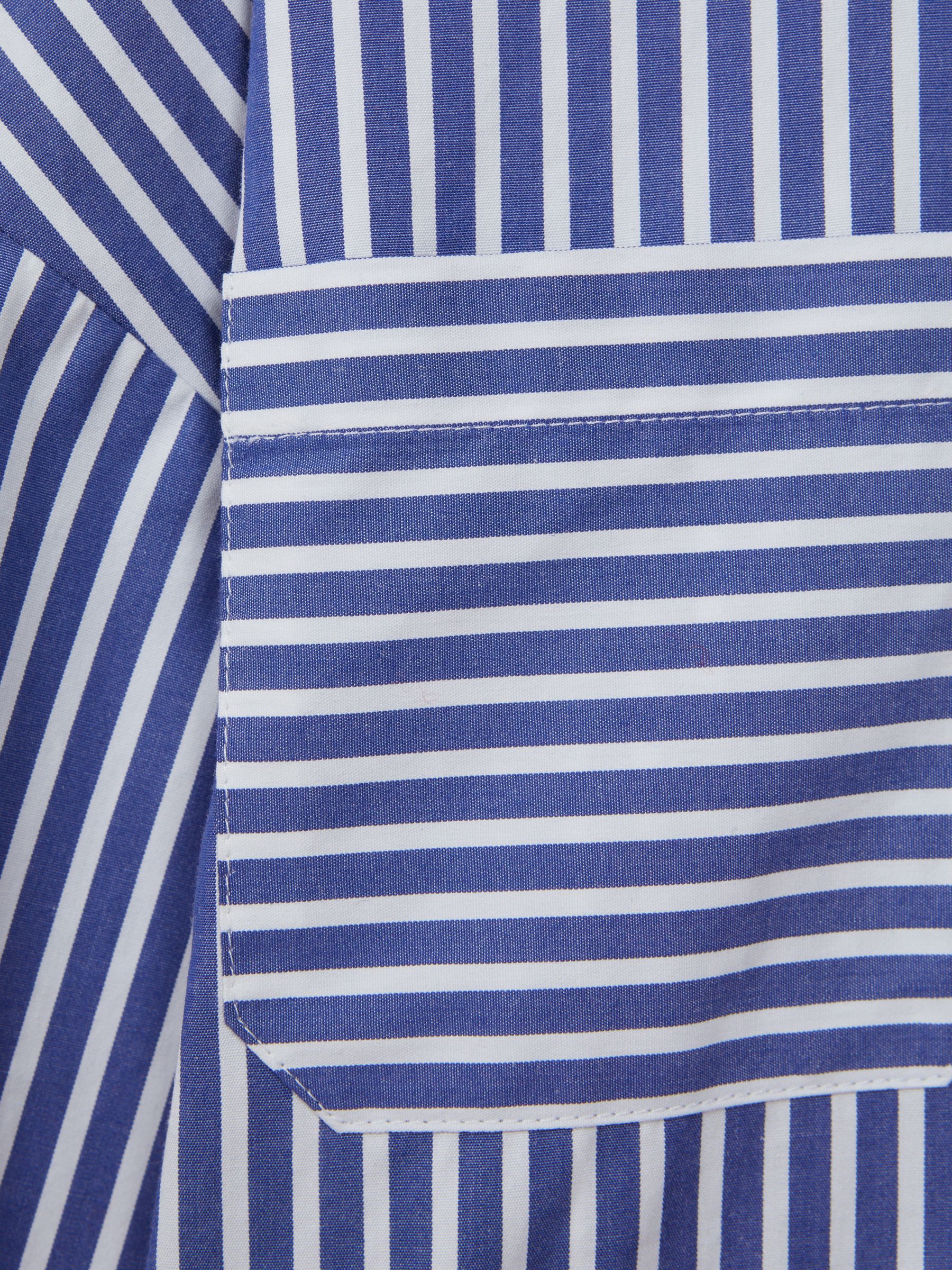9-13 yrs Striped Cotton Shirt in Blue - Image 7 of 7