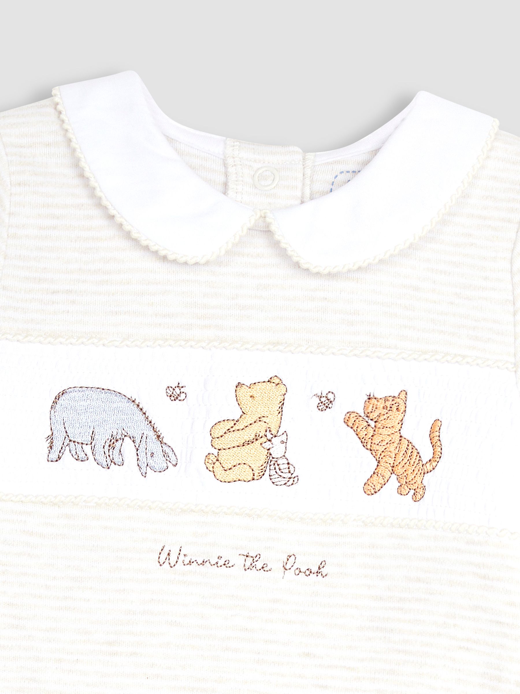 Winnie The Pooh Smocked Sleepsuit in Natural - Image 5 of 5