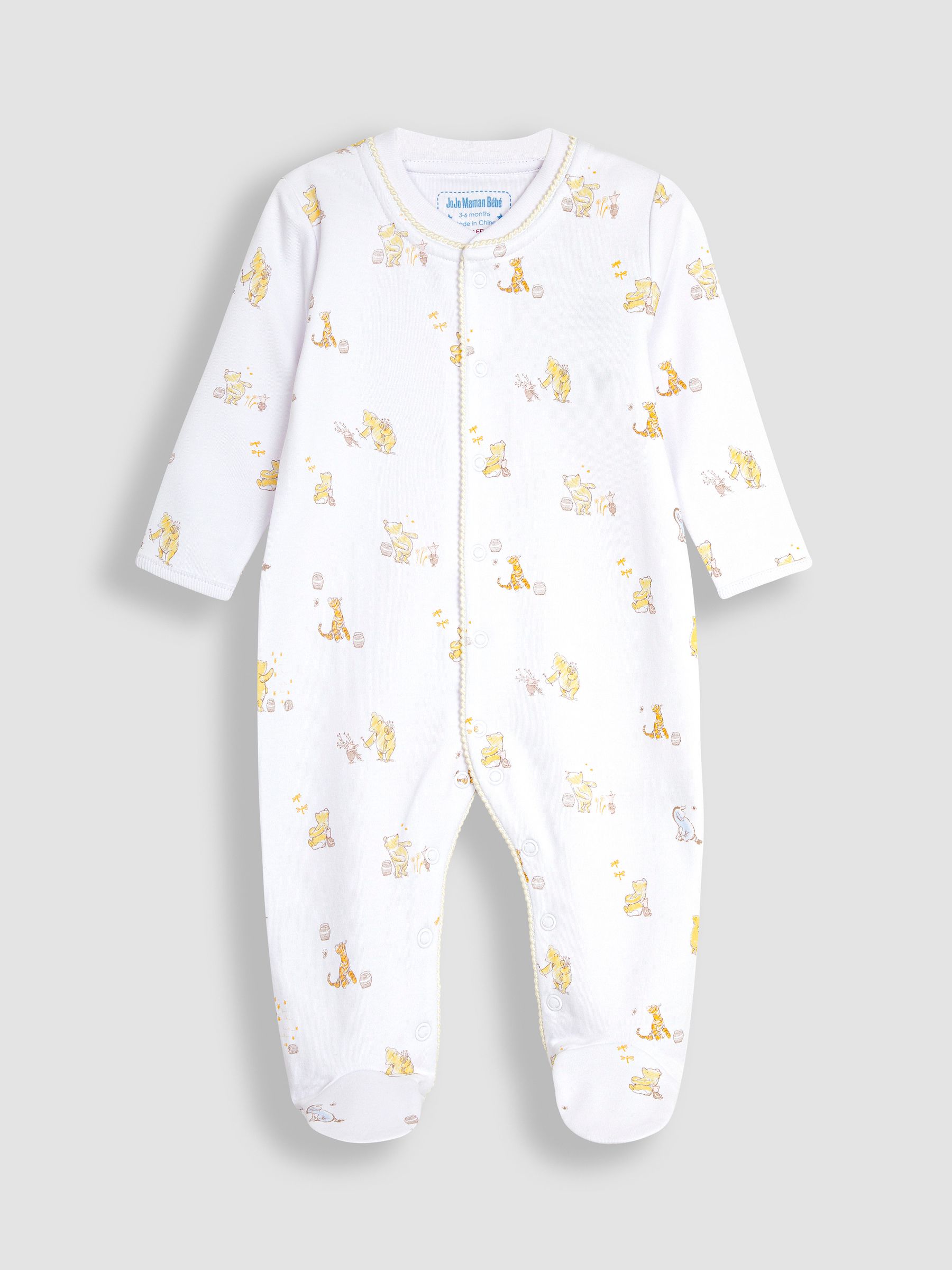 Winnie The Pooh Print Sleepsuit & Hat Set in Cream - Image 4 of 8