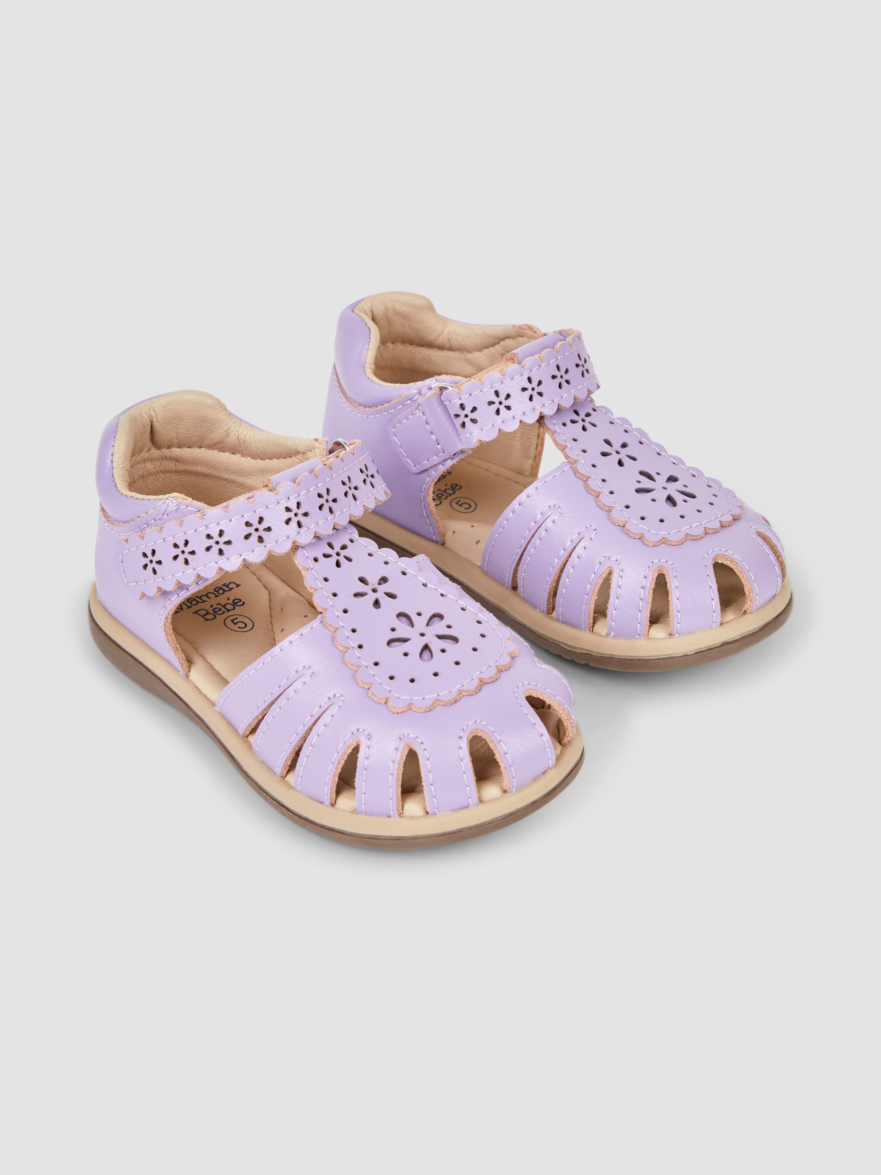 Lilac Pretty Leather Closed Toe Sandals - Image 1 of 4