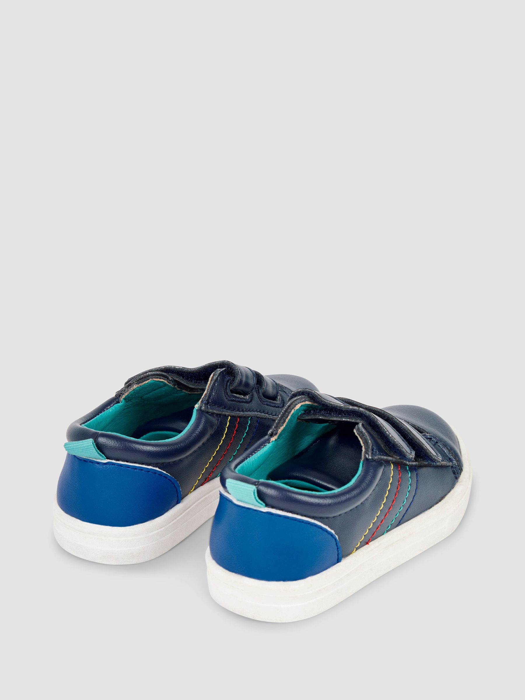 Navy Leather Trainers - Image 2 of 4