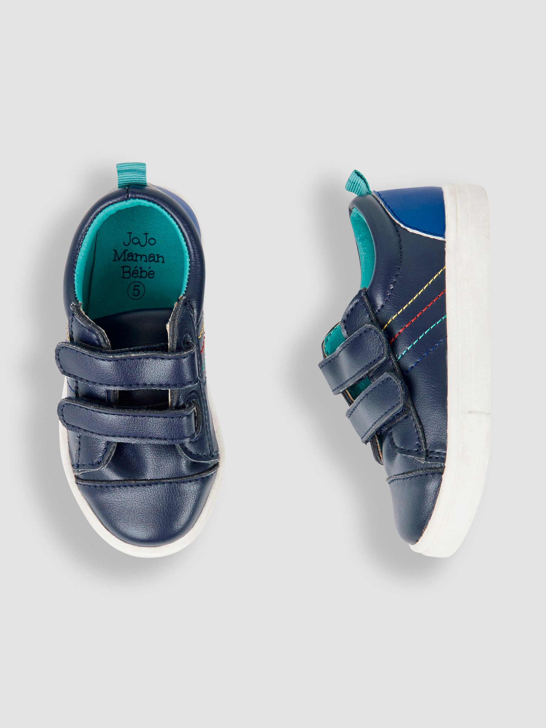 Navy Leather Trainers - Image 3 of 4