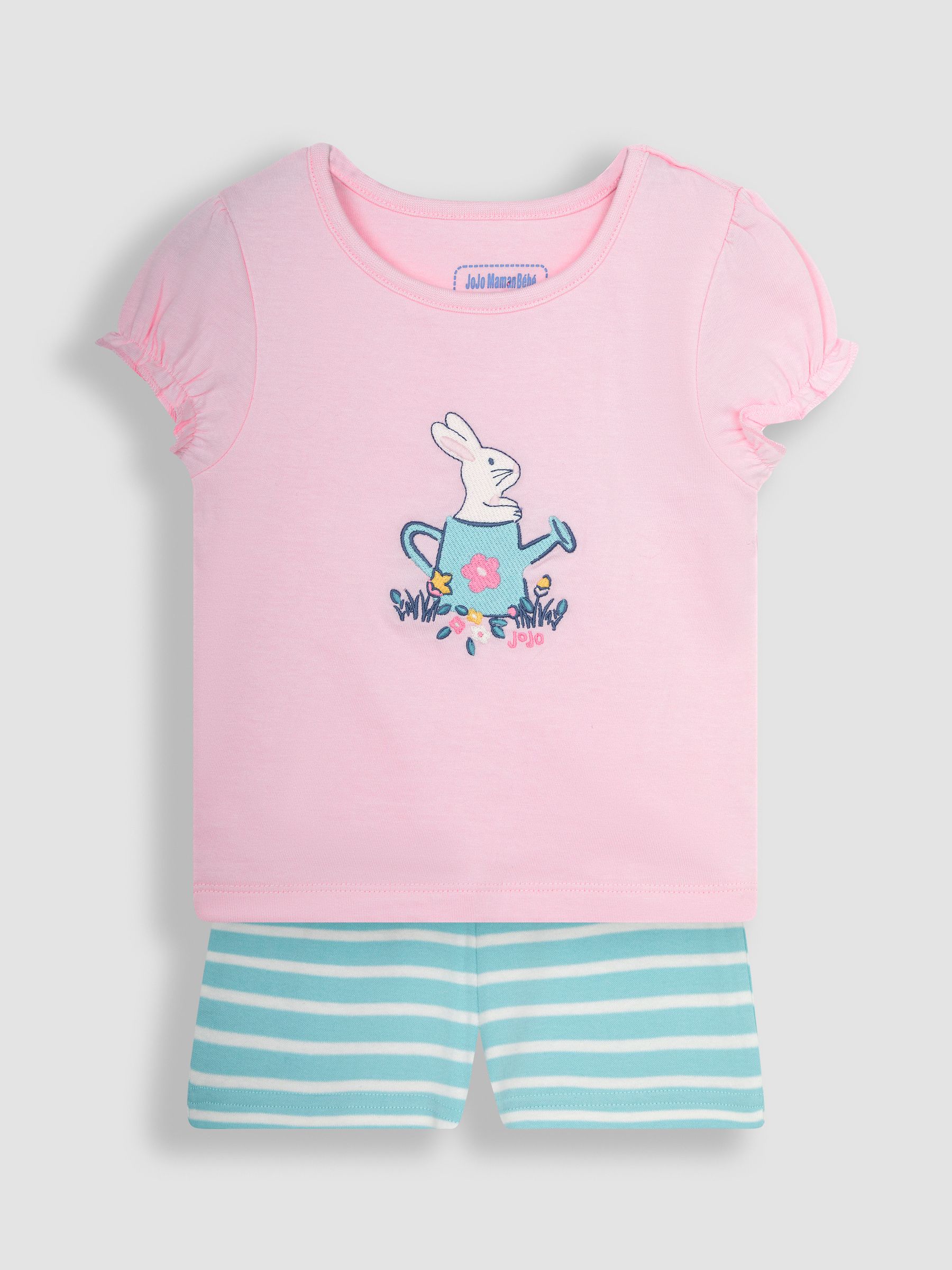 2-Pack Bunny Jersey Pyjamas in Duck Egg - Image 4 of 10