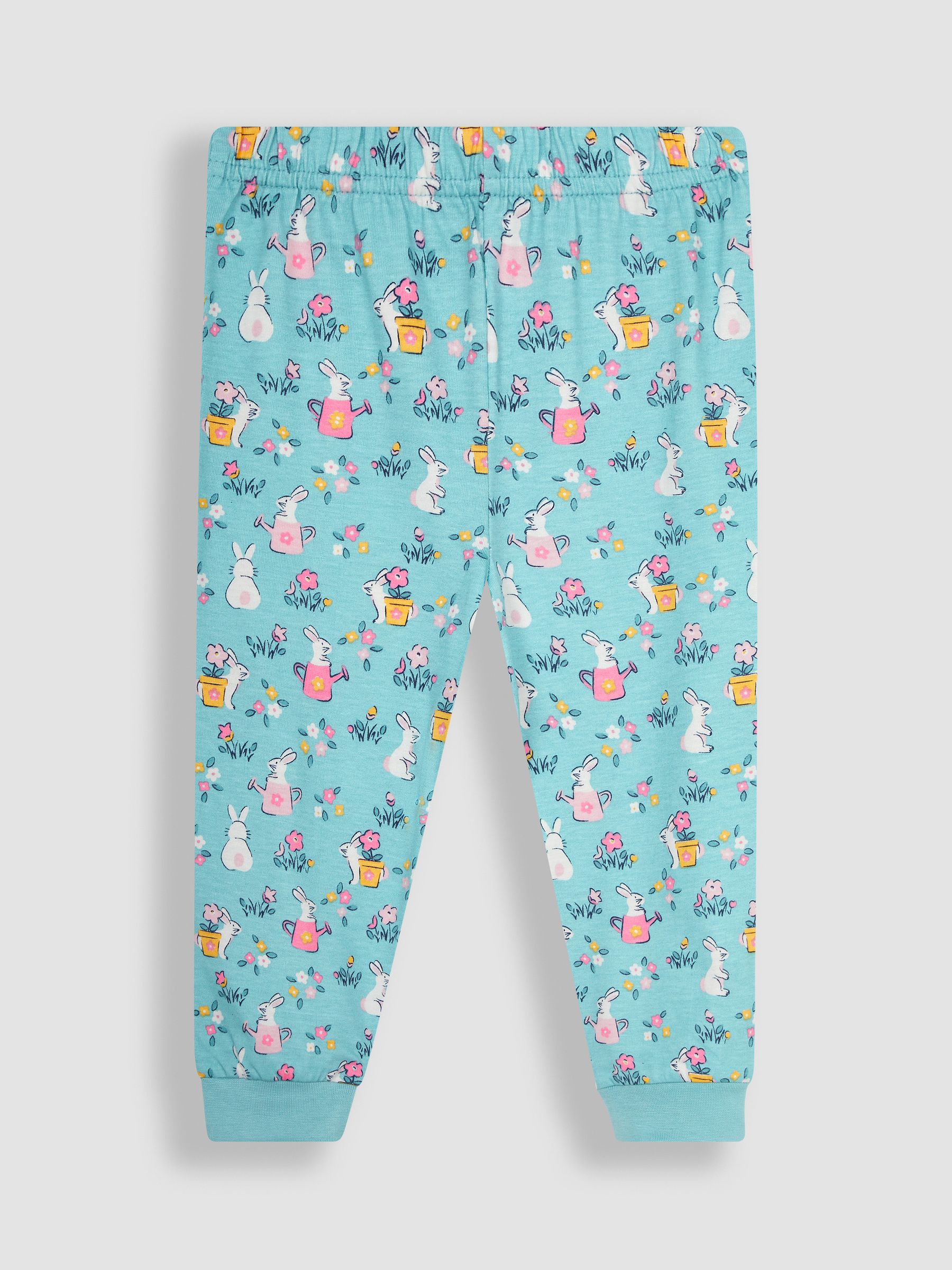 2-Pack Bunny Jersey Pyjamas in Duck Egg - Image 9 of 10