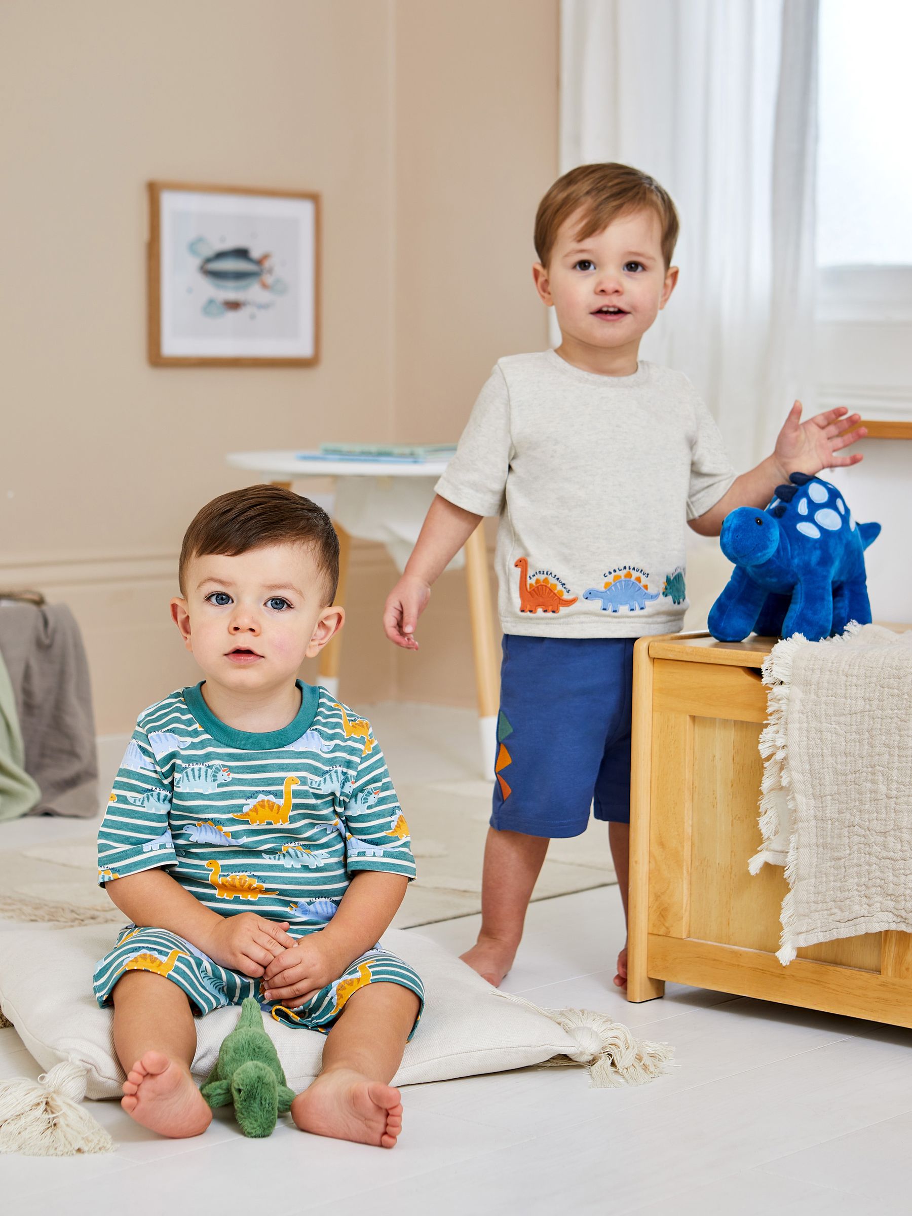 2-Pack Dinosaur Jersey Pyjamas in Green - Image 1 of 9
