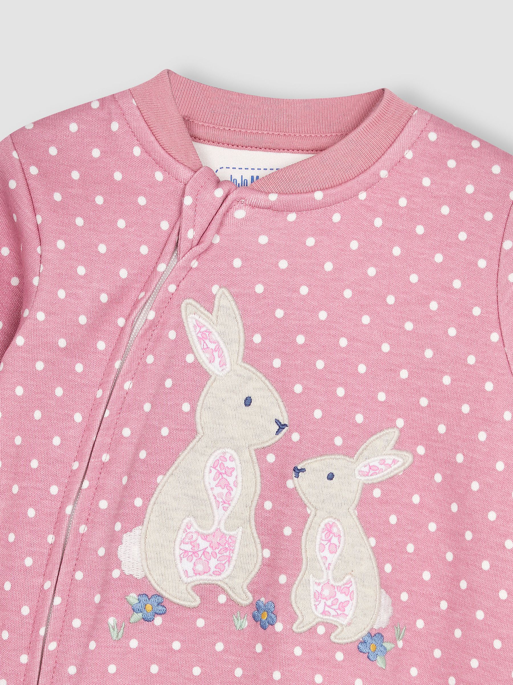 Pink Bunny Appliqué Zip Sleepsuit - Image 2 of 3