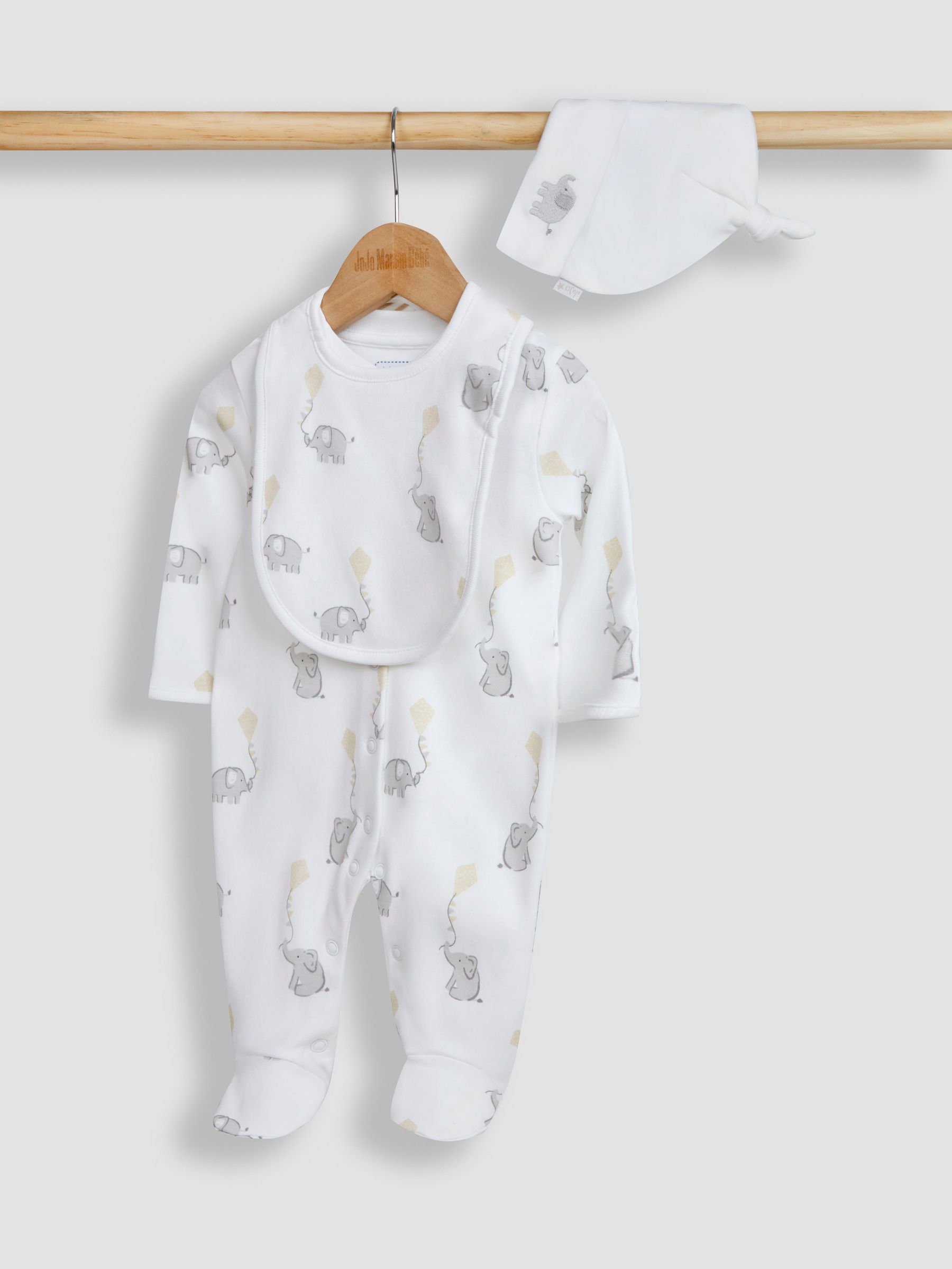 3-Pack Sleepsuit, Hat & Bib Set in White - Image 1 of 7