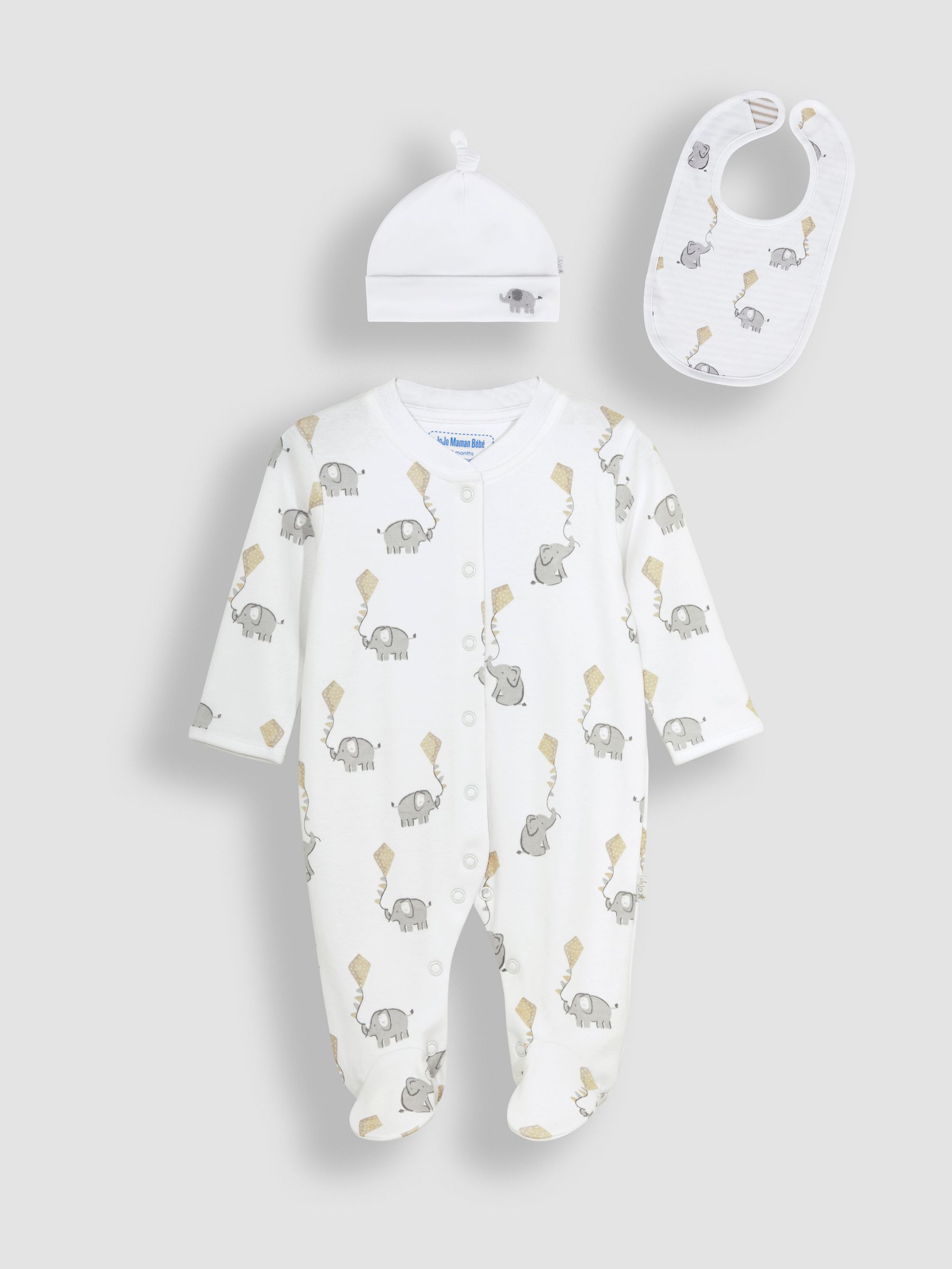 3-Pack Sleepsuit, Hat & Bib Set in White - Image 2 of 7