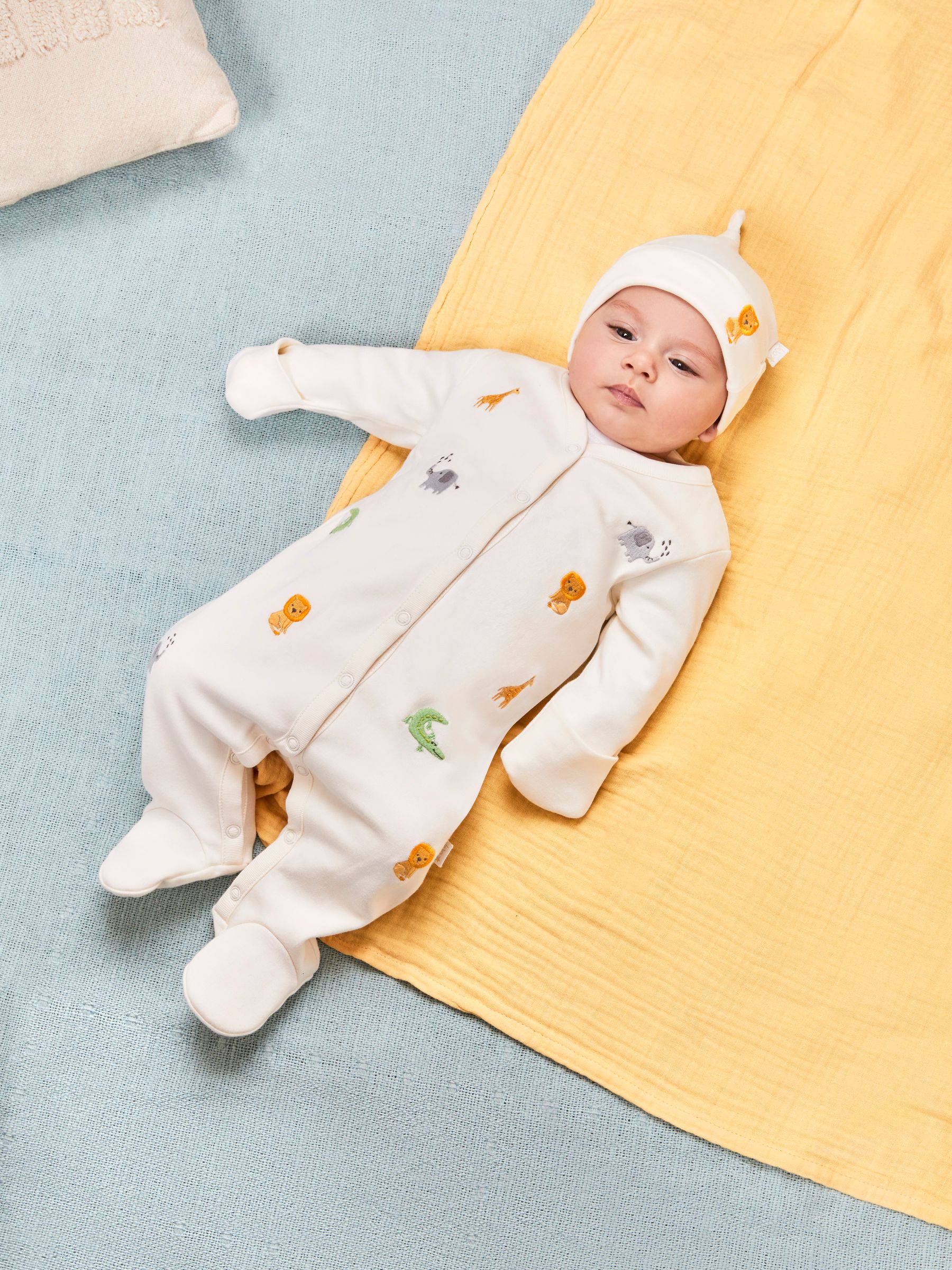 Safari Embroidered Cotton Baby Sleepsuit - Image 2 of 5