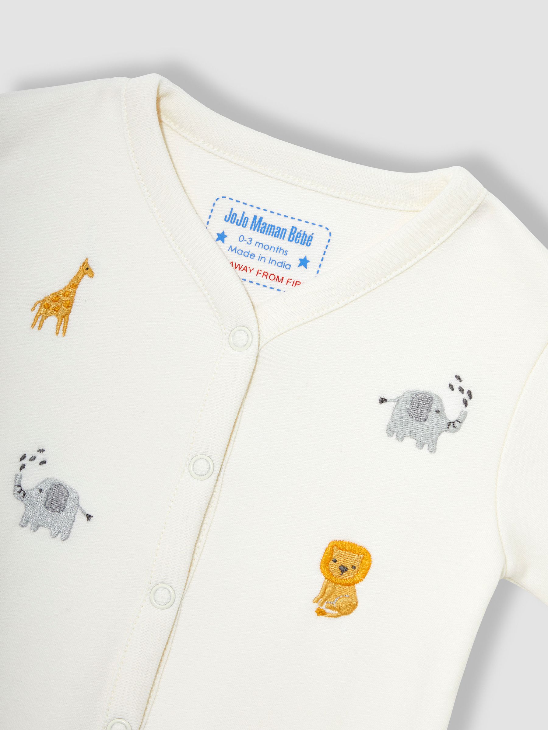 Safari Embroidered Cotton Baby Sleepsuit - Image 4 of 5