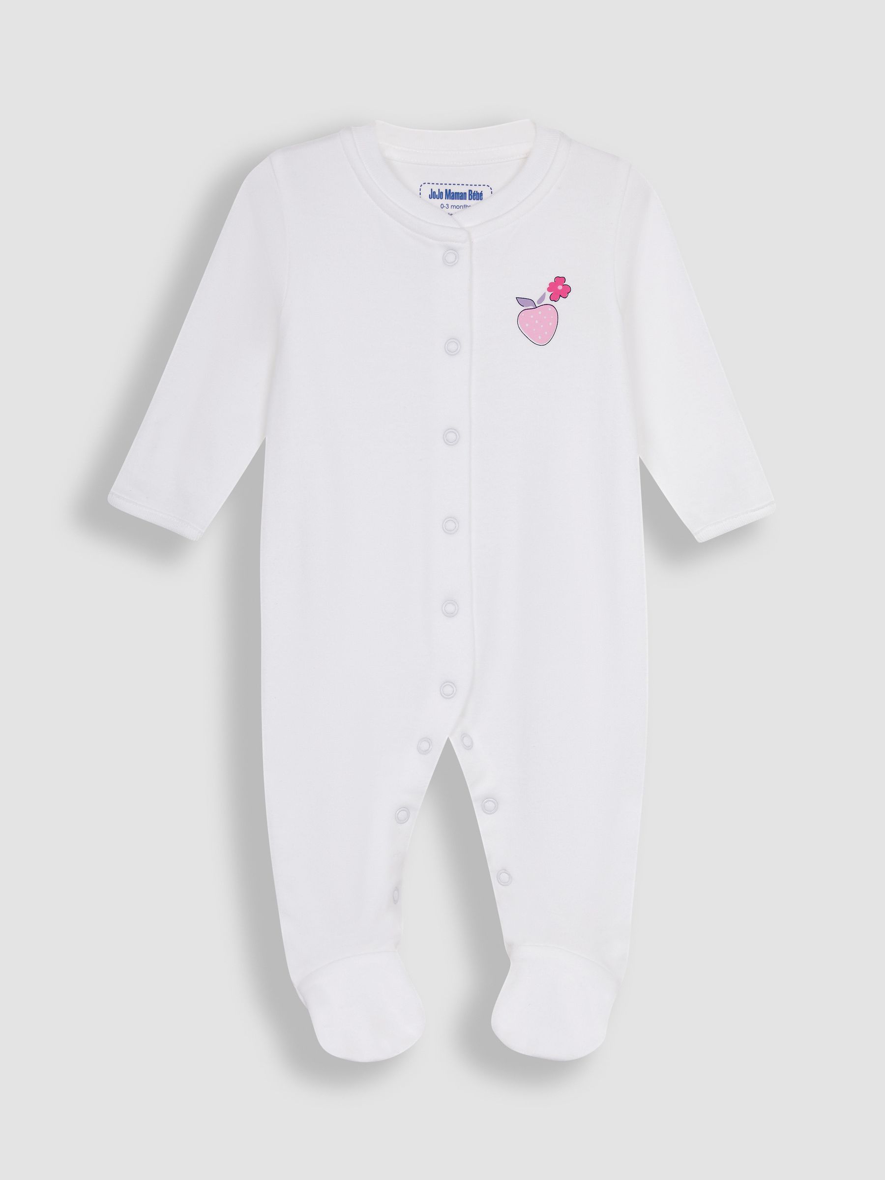 White Strawberry 3-Pack Sleepsuits - Image 4 of 6