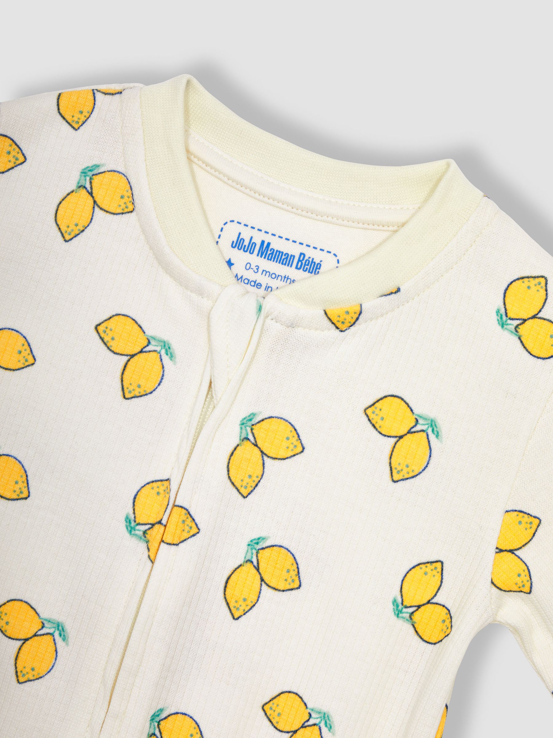 Cream Lemon Printed Rib Footless Sleepsuit - Image 2 of 3
