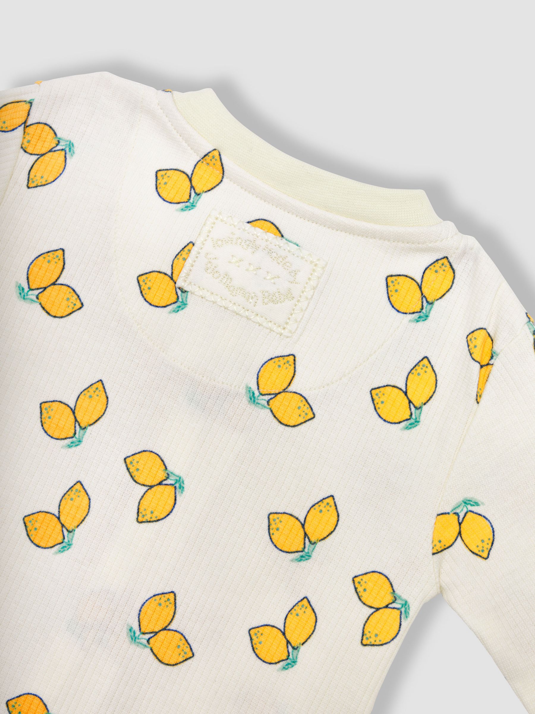 Cream Lemon Printed Rib Footless Sleepsuit - Image 3 of 3