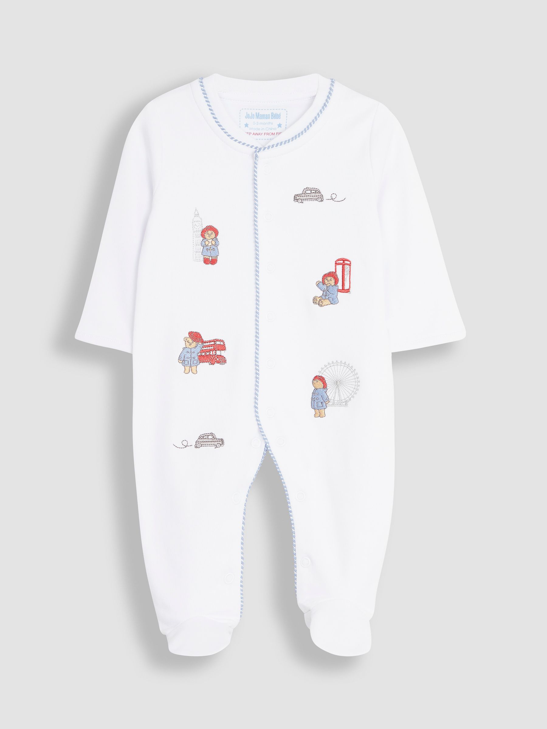 White Paddington Embroidered Sleepsuit & Hat Set - Image 3 of 7