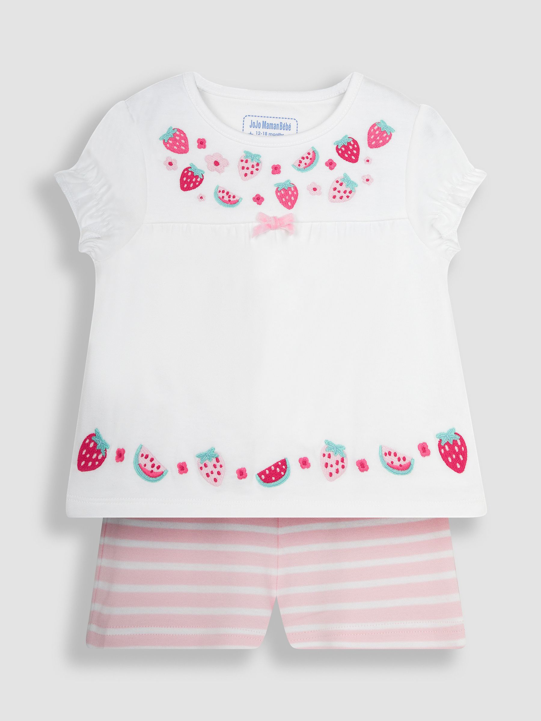 Strawberry Embroidered Jersey Pyjamas in White - Image 3 of 6