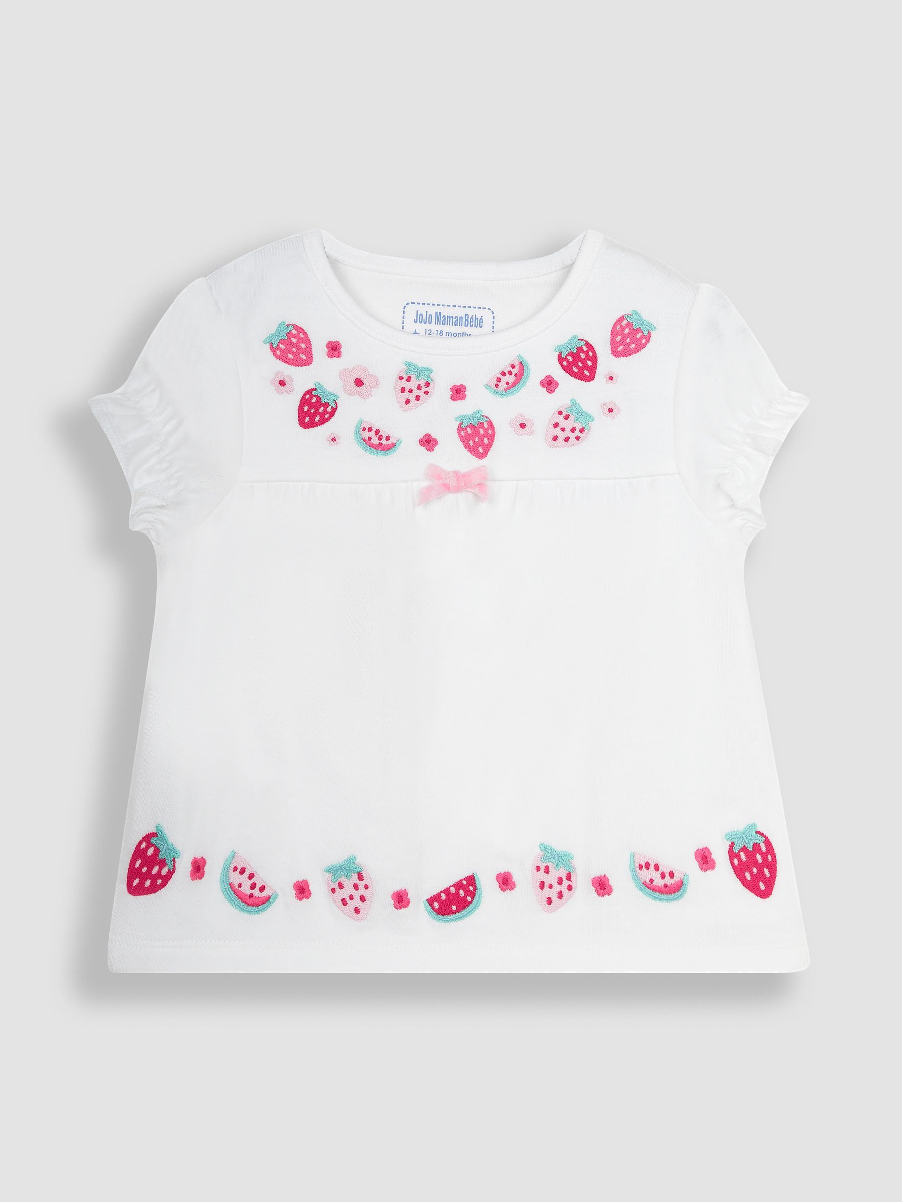 Strawberry Embroidered Jersey Pyjamas in White - Image 4 of 6