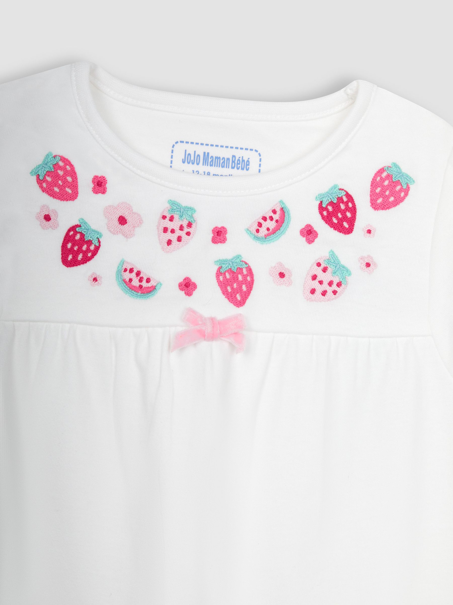 Strawberry Embroidered Jersey Pyjamas in White - Image 6 of 6