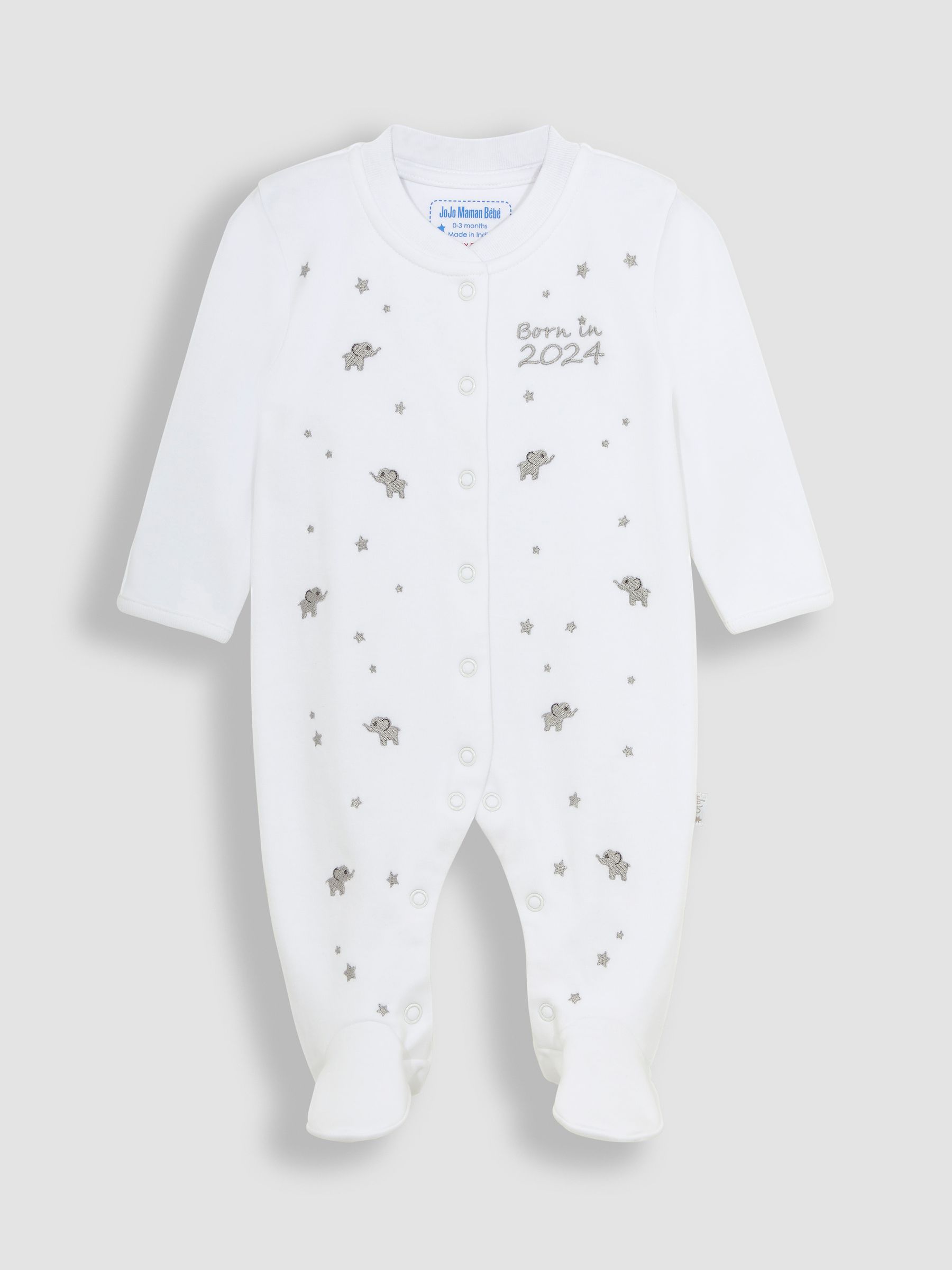 Born in 2024 Embroidered Sleepsuit in White - Image 1 of 3