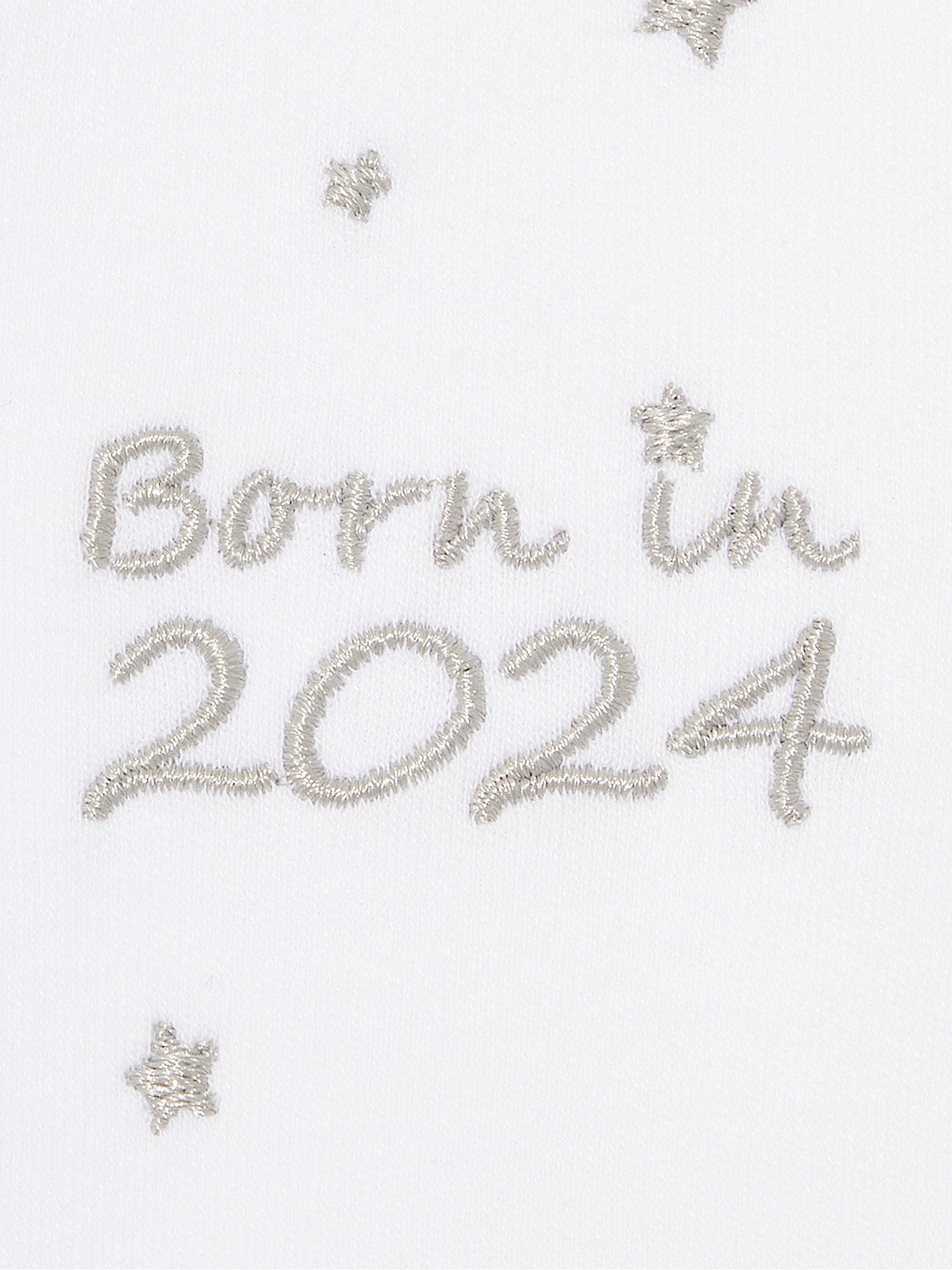 Born in 2024 Embroidered Sleepsuit in White - Image 2 of 3