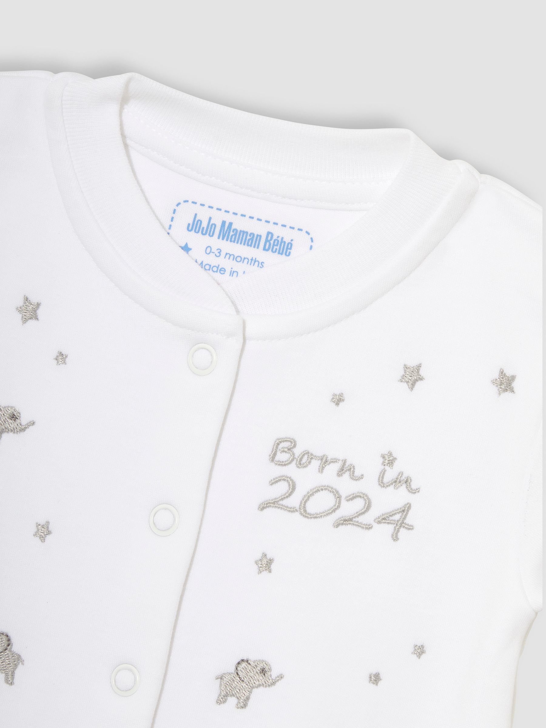 Born in 2024 Embroidered Sleepsuit in White - Image 3 of 3