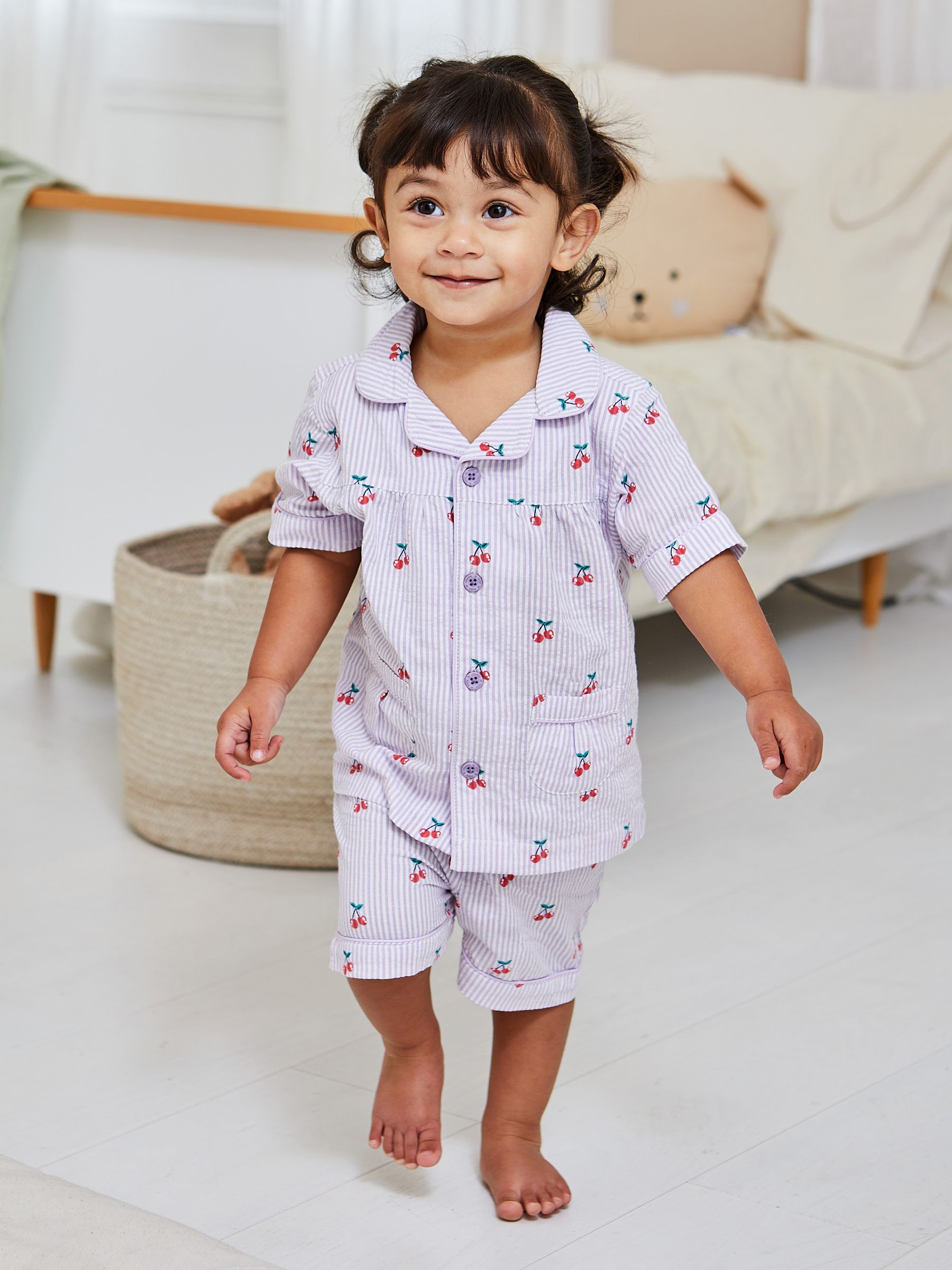 Lilac Cherry Woven Pyjamas - Image 1 of 6
