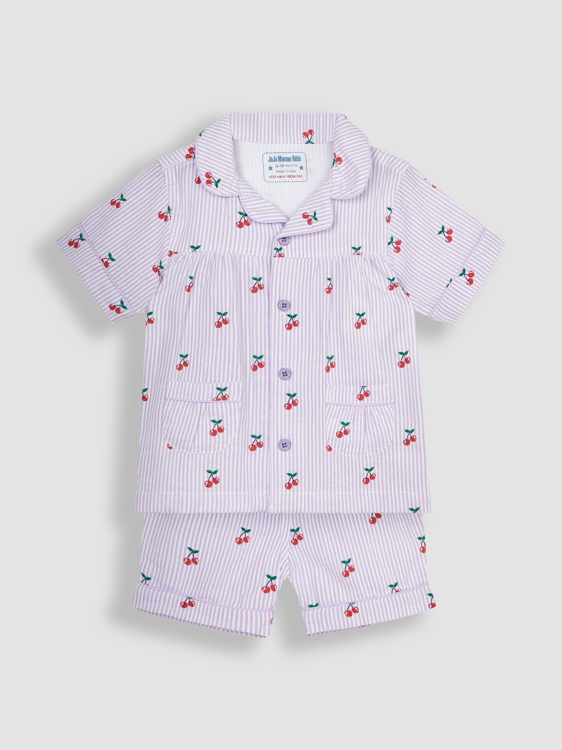Lilac Cherry Woven Pyjamas - Image 2 of 6