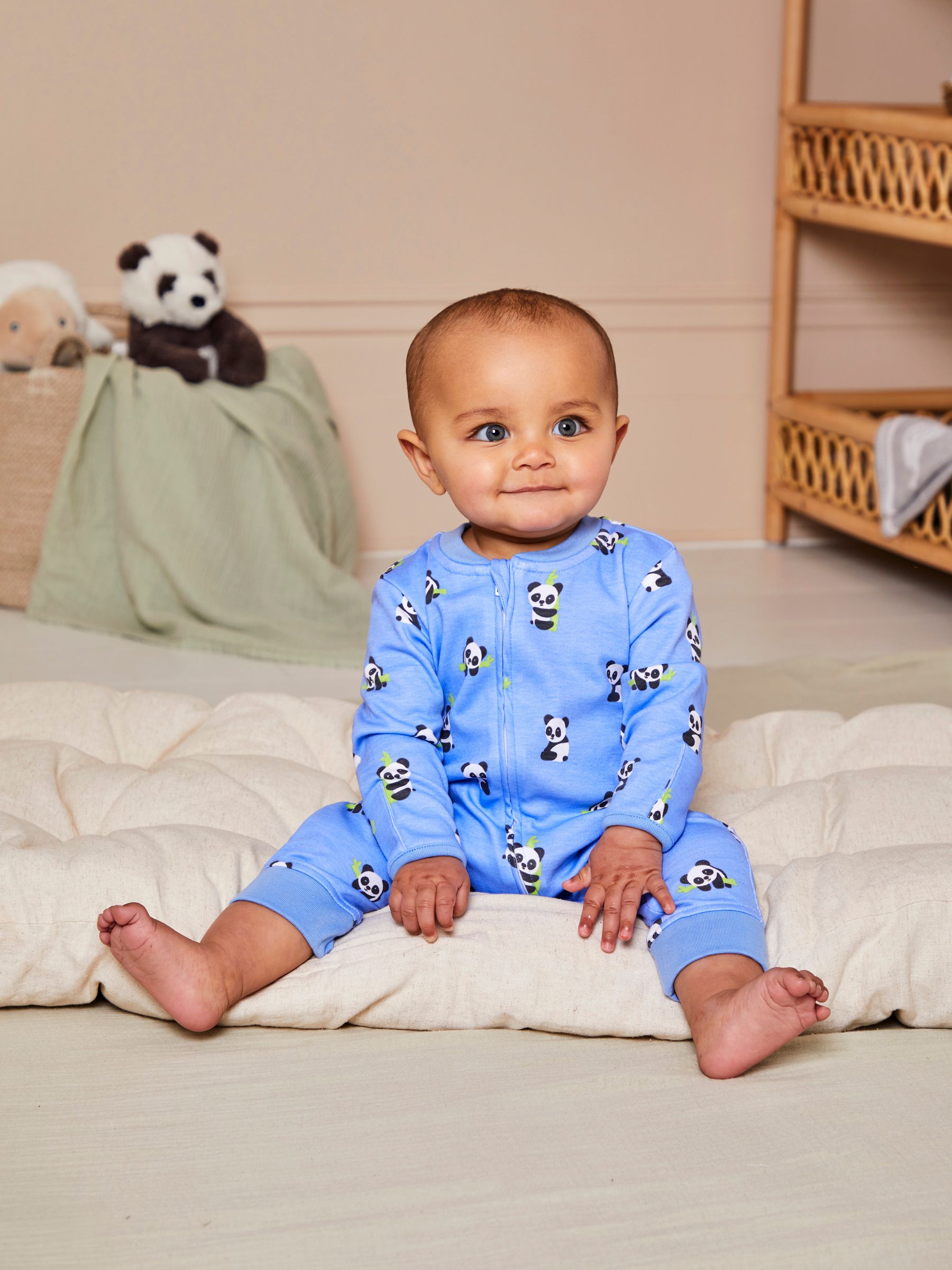 Print Zip Sleepsuit in Blue - Image 1 of 6