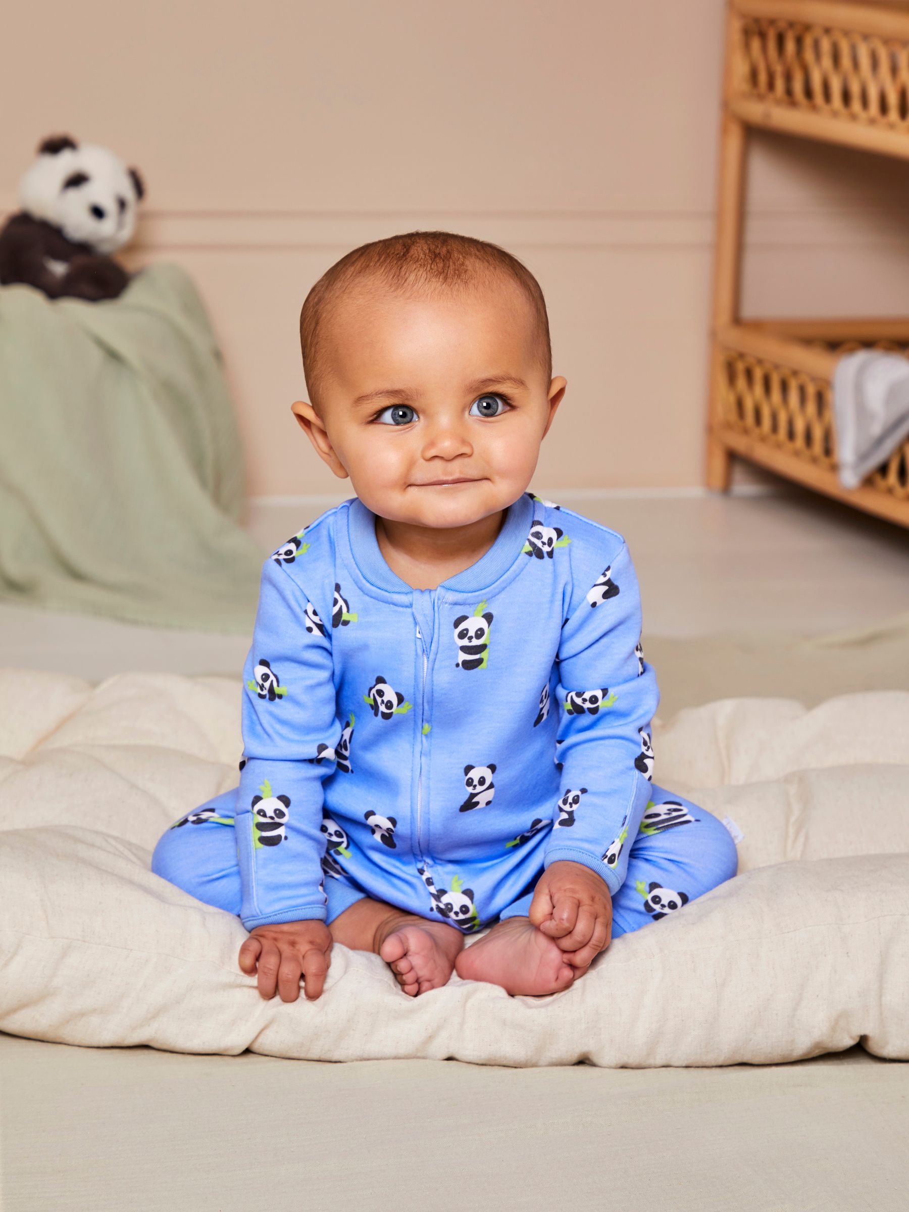 Print Zip Sleepsuit in Blue - Image 3 of 6