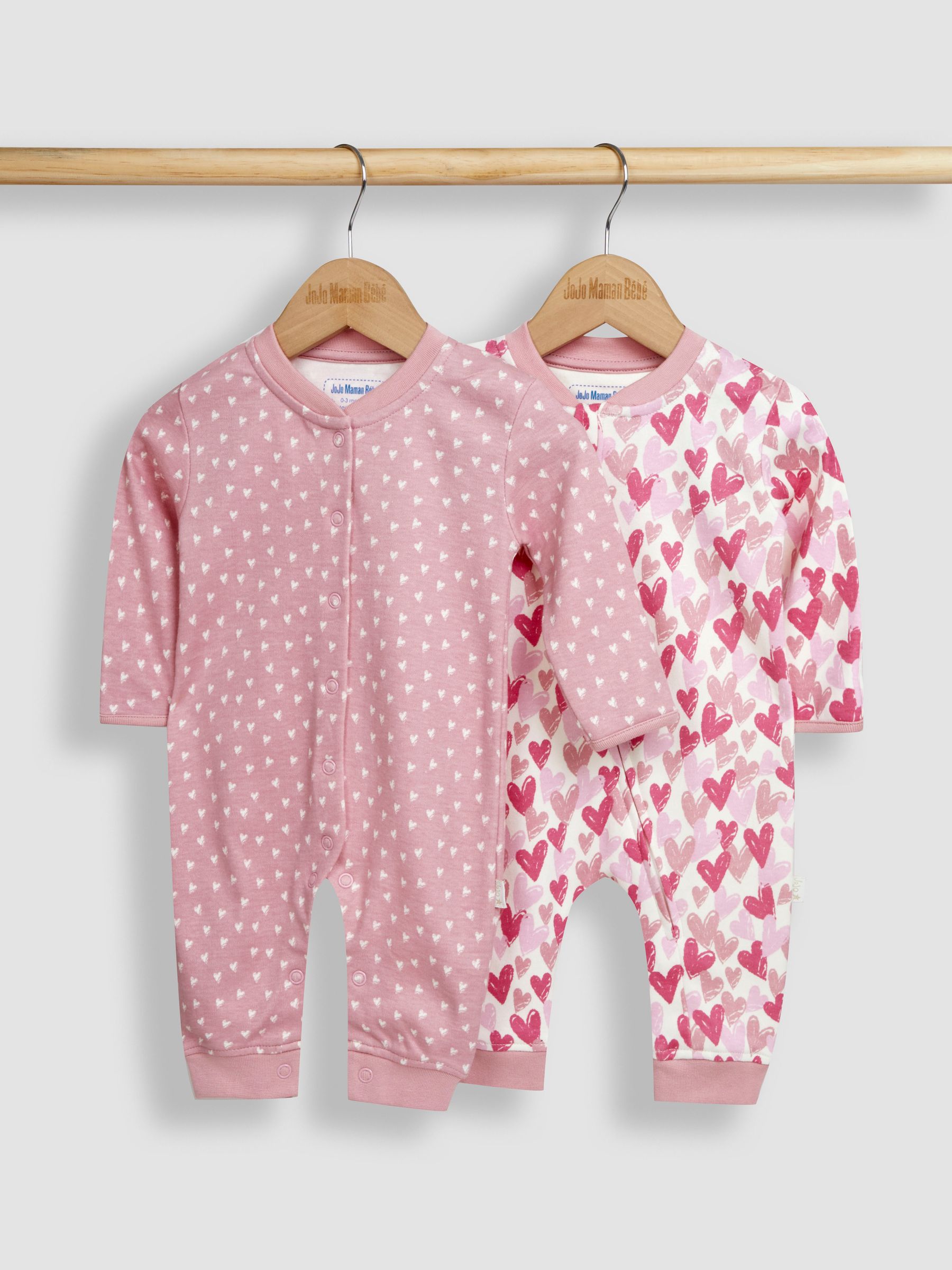 Pink Heart 2-Pack Footless Sleepsuits - Image 1 of 5