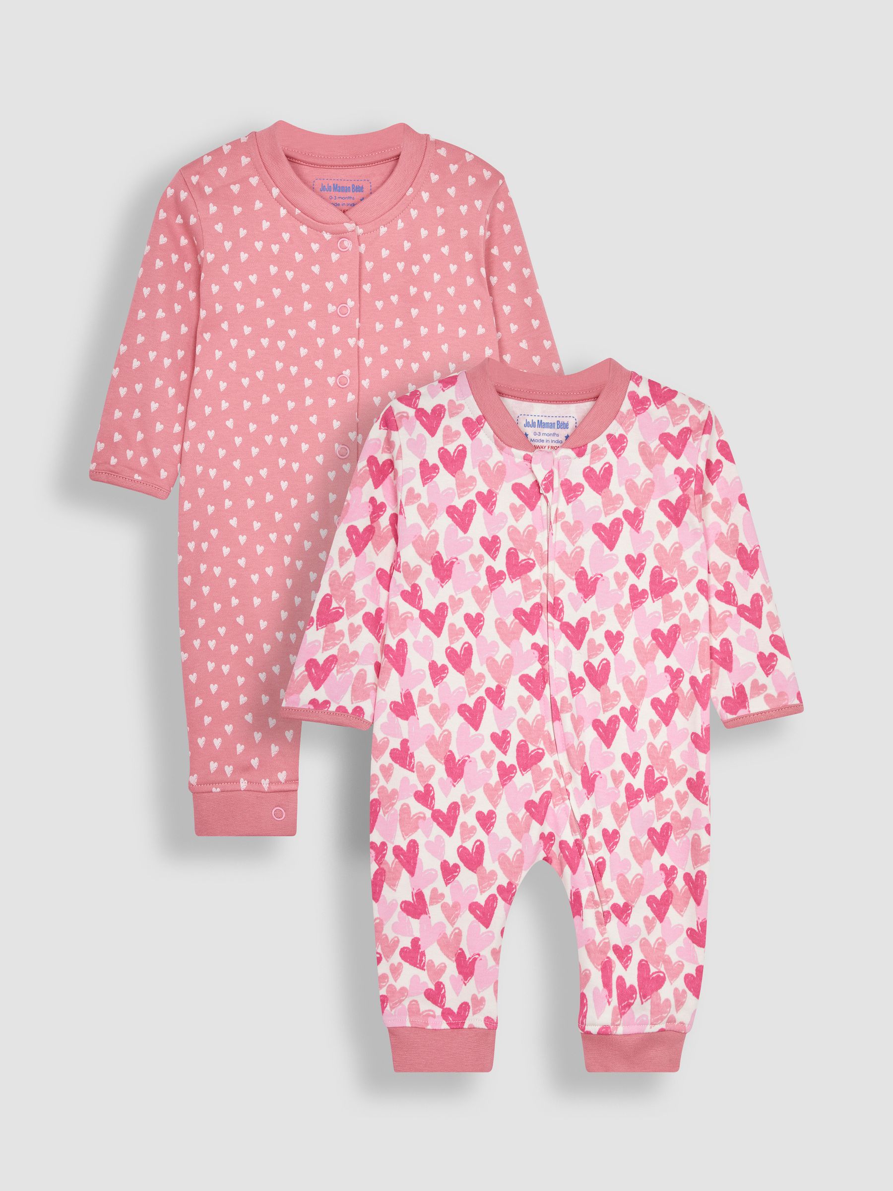 Pink Heart 2-Pack Footless Sleepsuits - Image 2 of 5