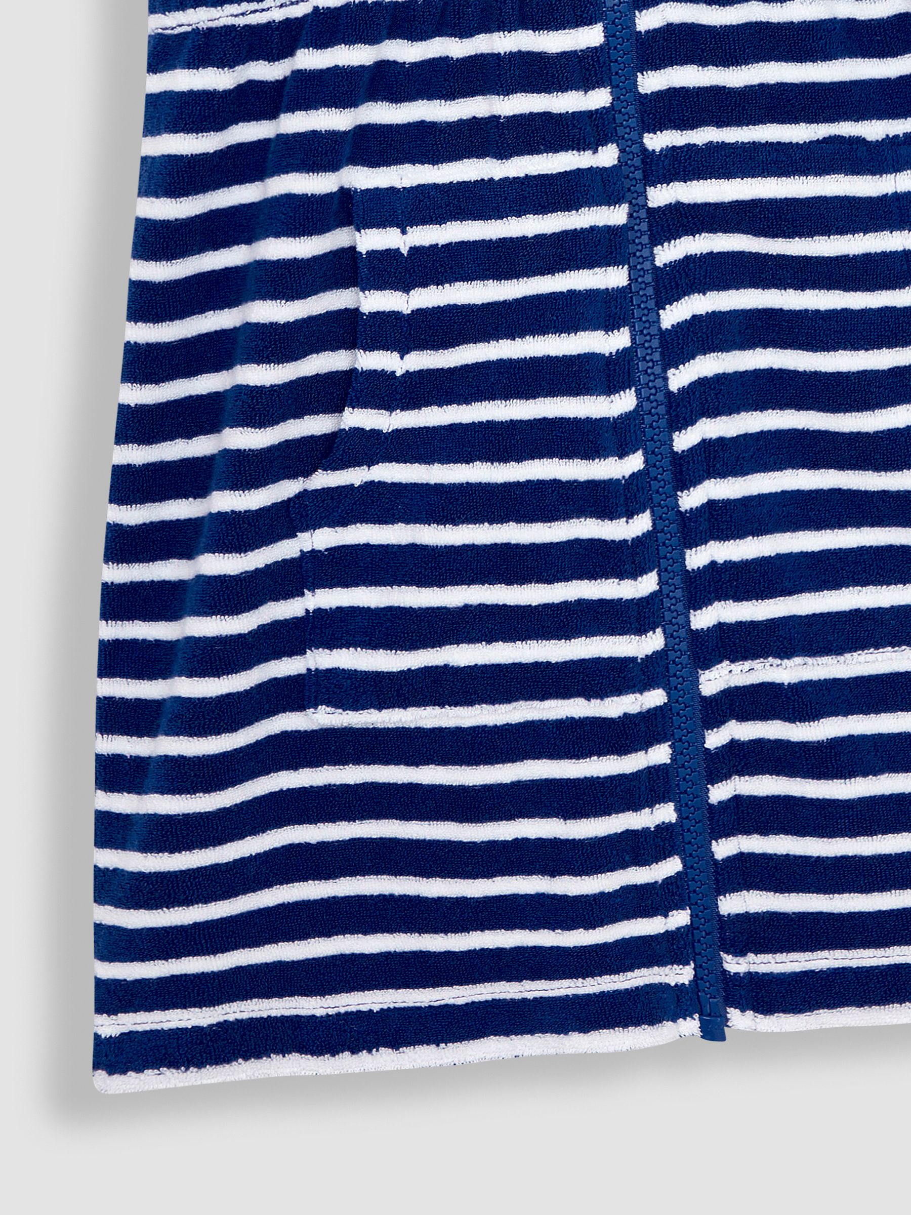 Stripe Towelling Zip-Up Poncho in Navy - Image 3 of 3