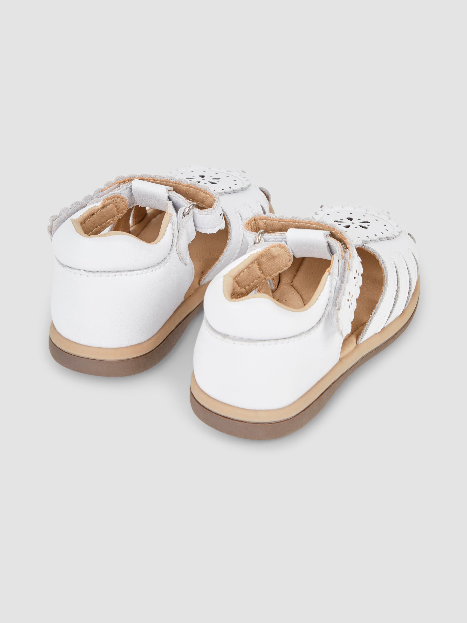 White Pretty Leather Closed Toe Sandals - Image 2 of 6