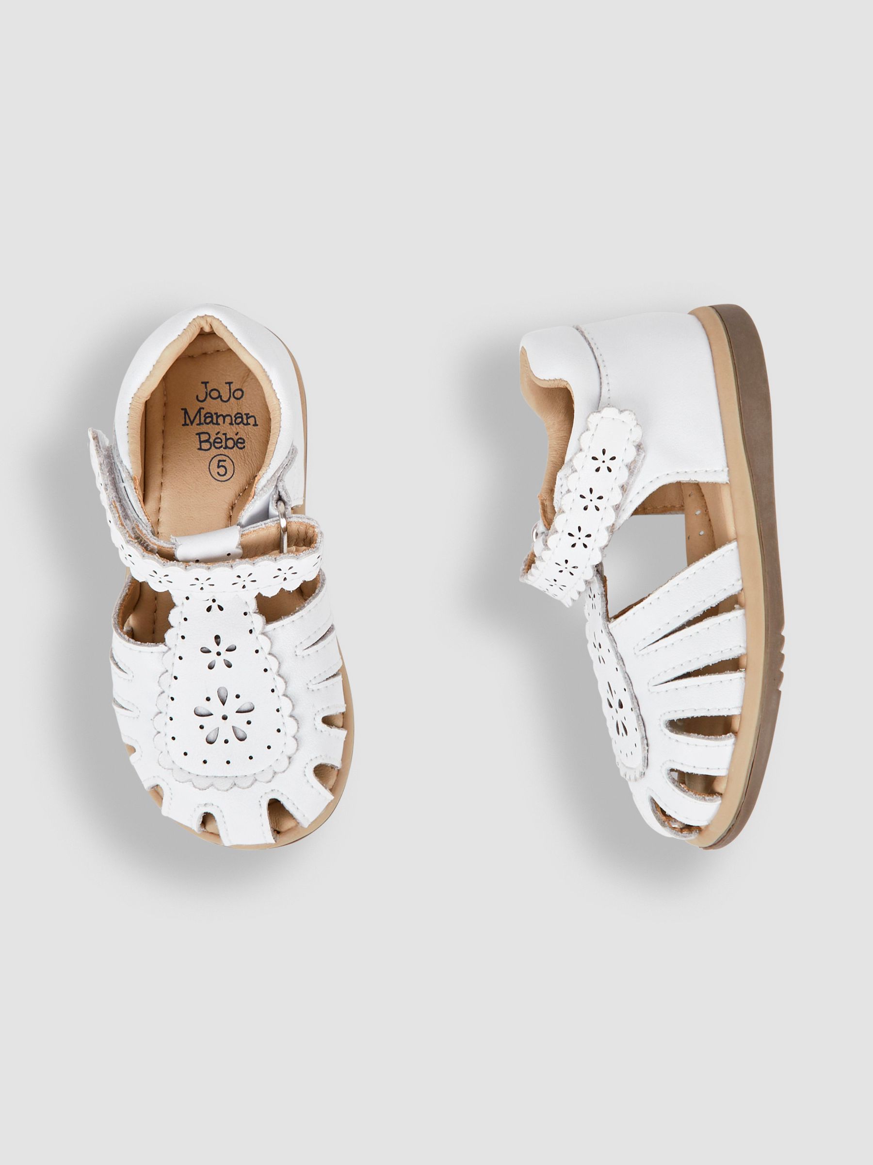 White Pretty Leather Closed Toe Sandals - Image 3 of 6
