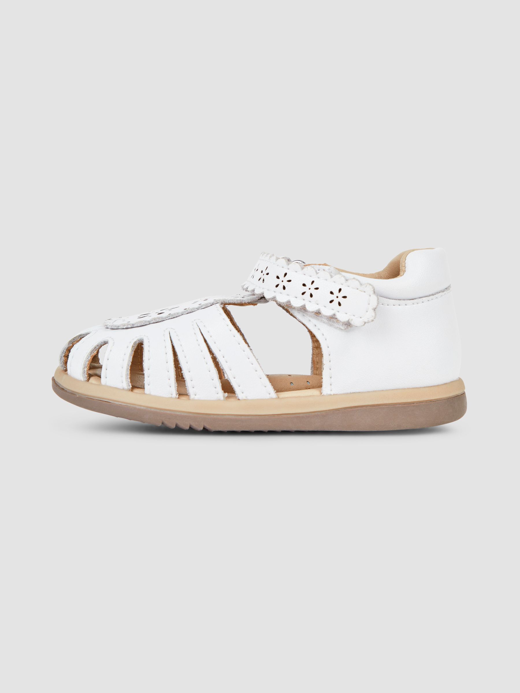 White Pretty Leather Closed Toe Sandals - Image 4 of 6