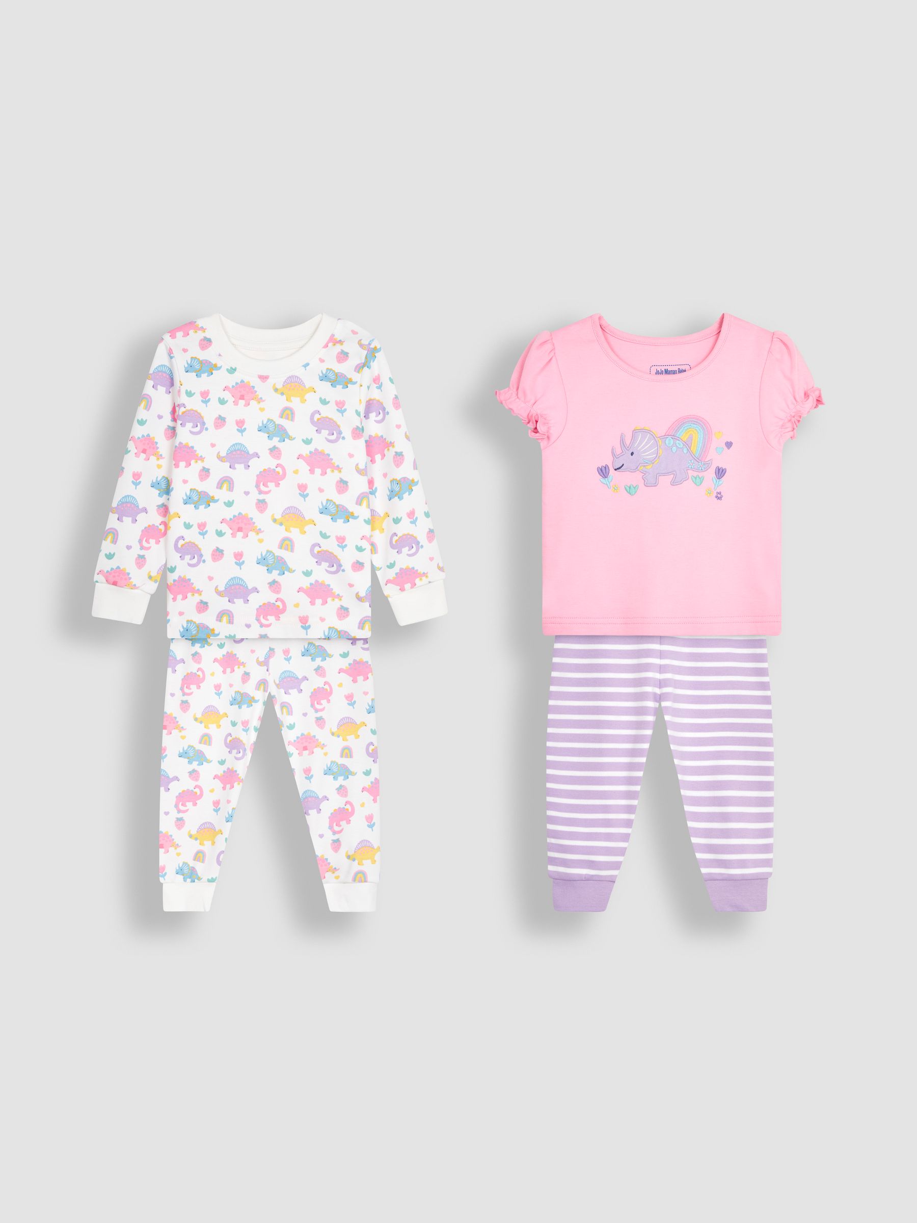 2-Pack Dino Jersey Pyjamas in Pink - Image 1 of 9
