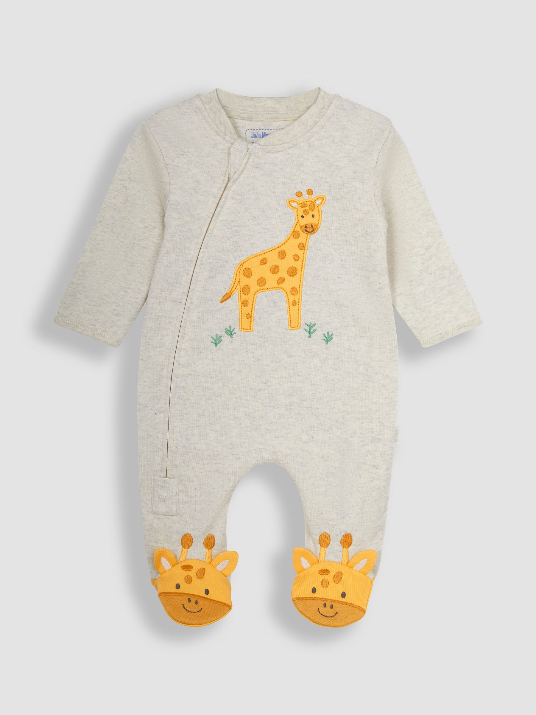 Natural Cream Giraffe Appliqué Zip Sleepsuit - Image 1 of 3