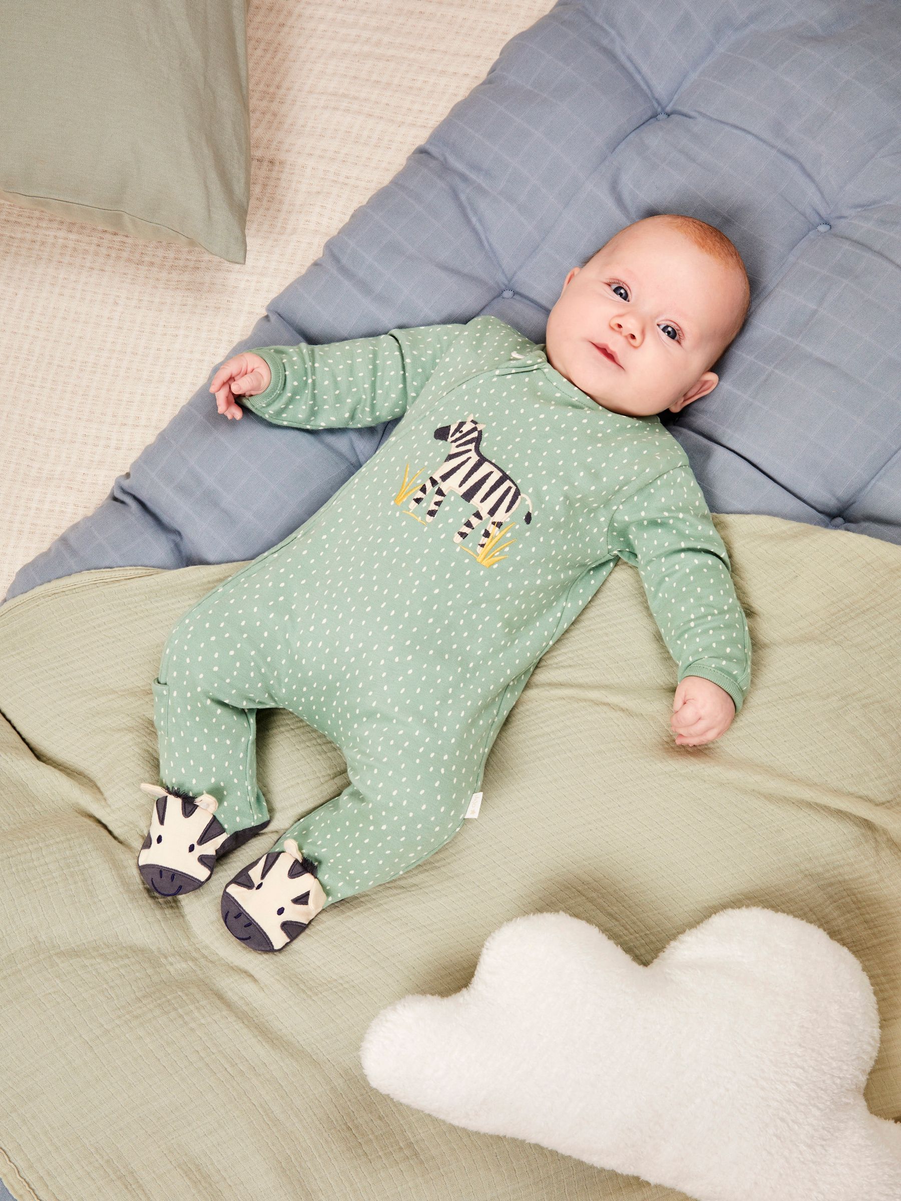 Green Zebra Appliqué Zip Sleepsuit - Image 1 of 6