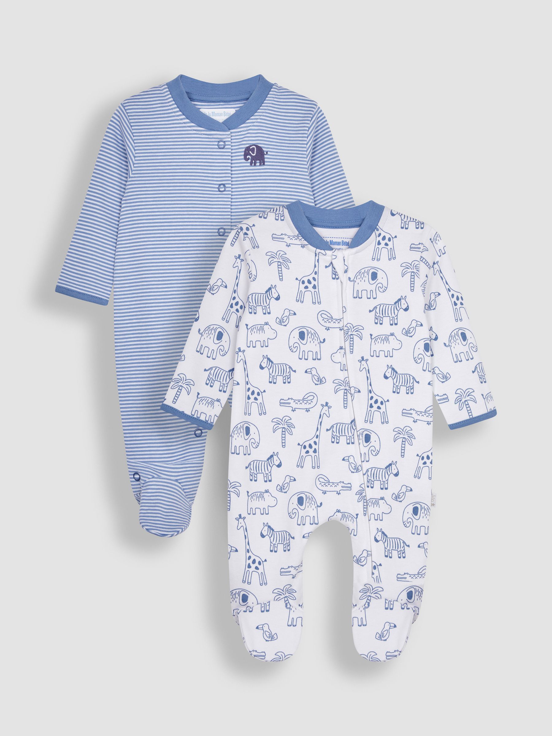 Blue Safari Sleepsuits 2 Pack - Image 4 of 7