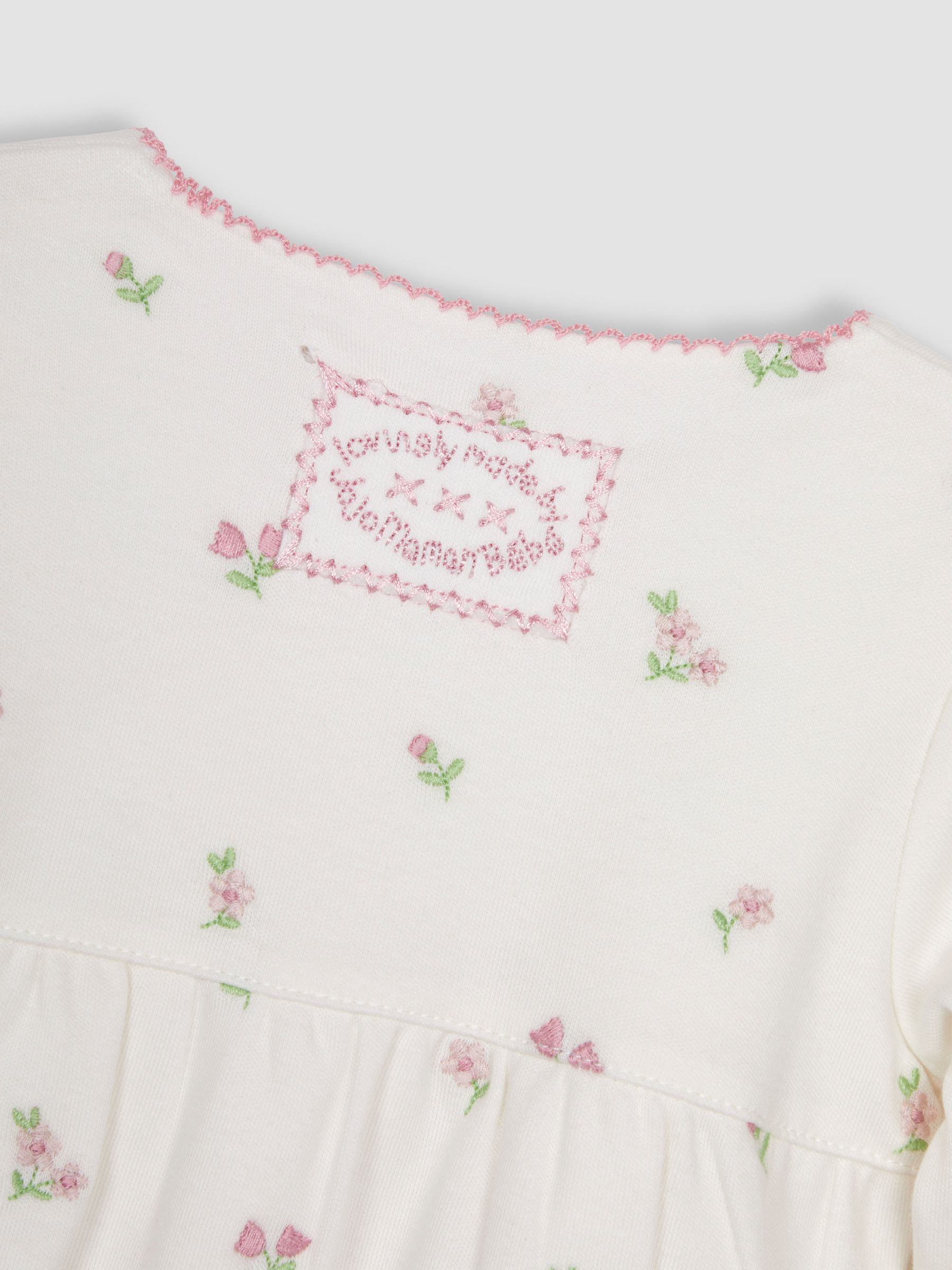 Cream Floral Embroidered Pretty Sleepsuit & Hat - Image 10 of 10