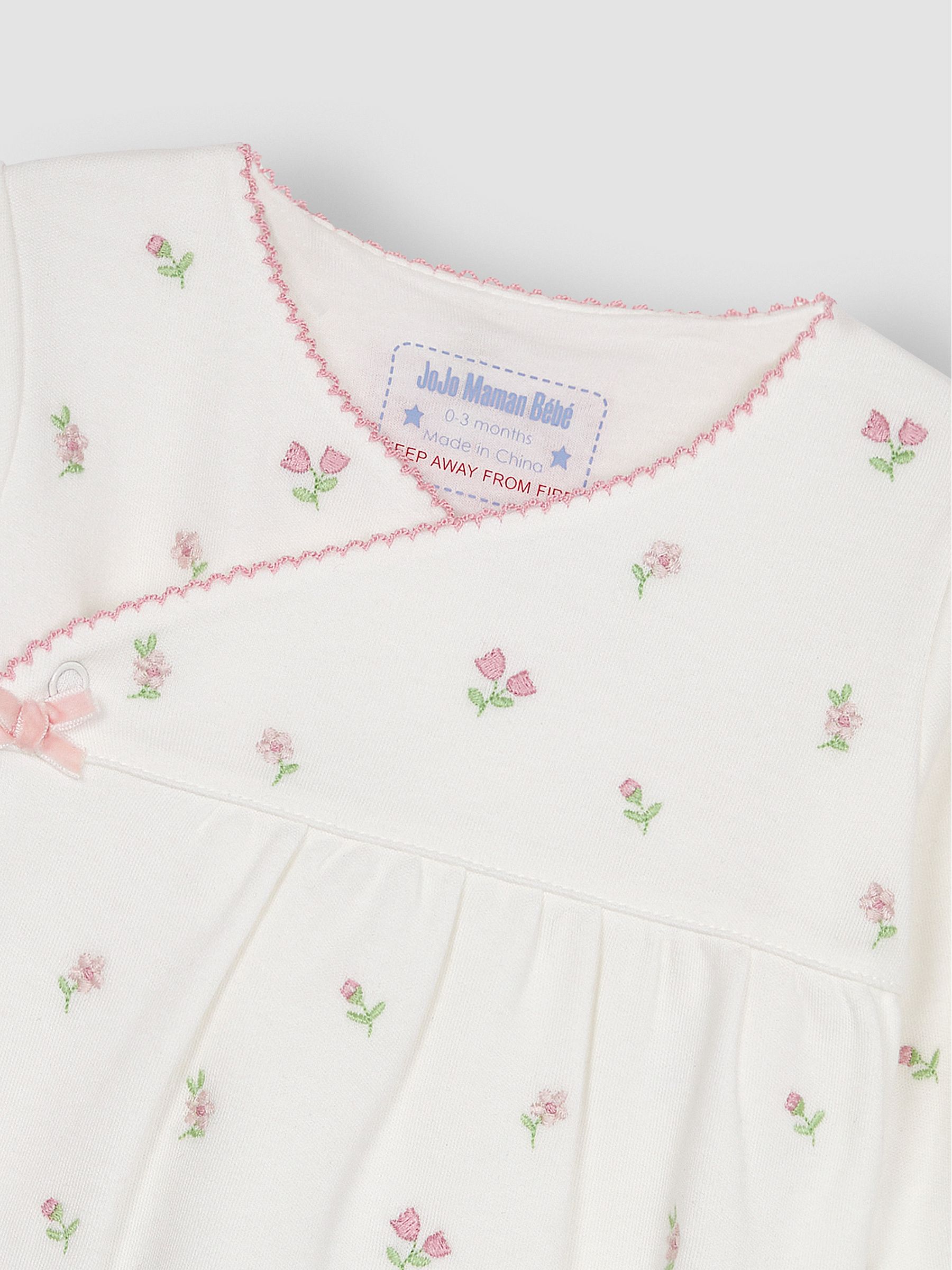 Floral Embroidered Pretty Sleepsuit & Hat in Cream - Image 6 of 7