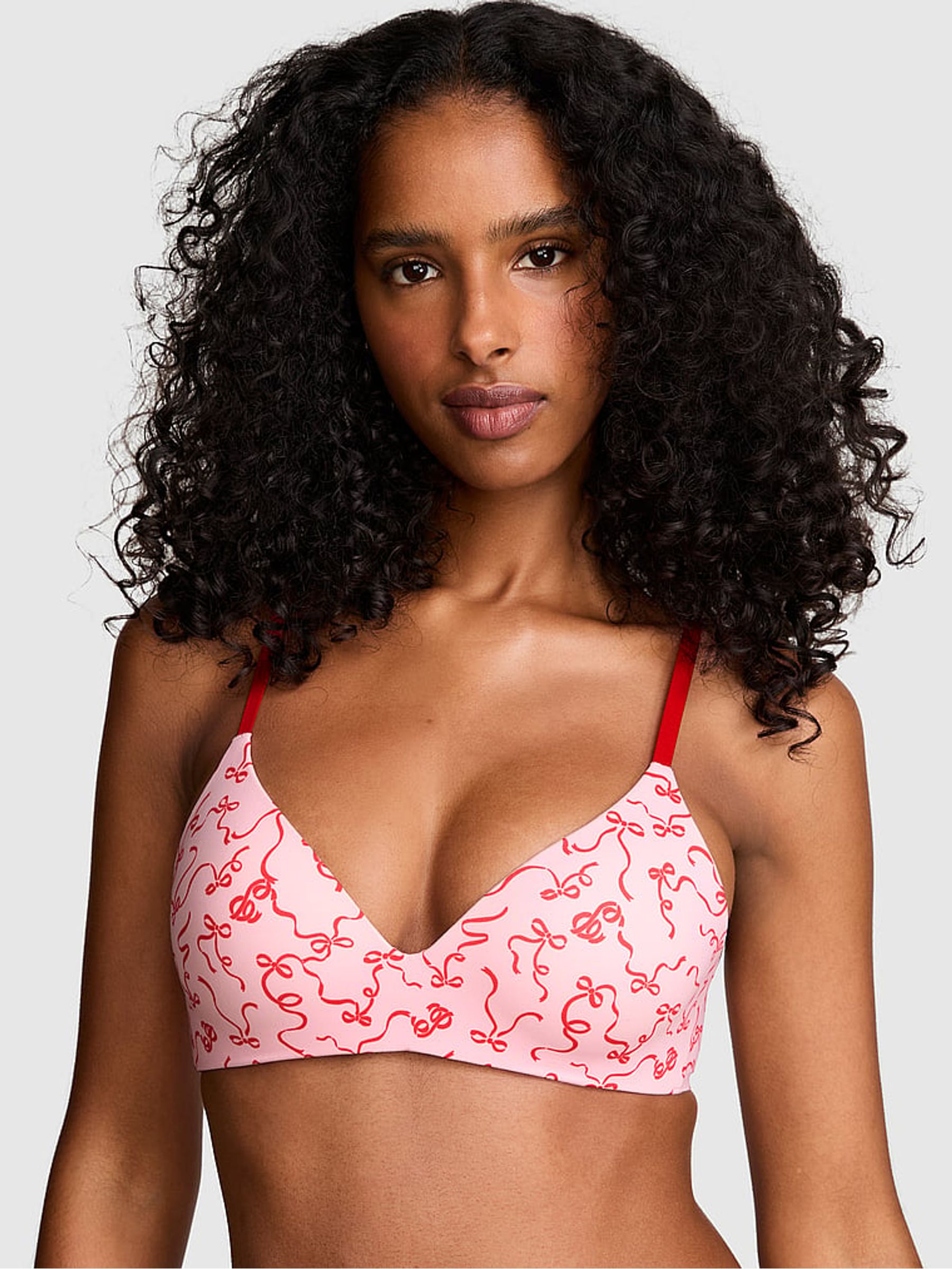Coconut Pink Bows Non Wired Push Up Bra - Image 2 of 3