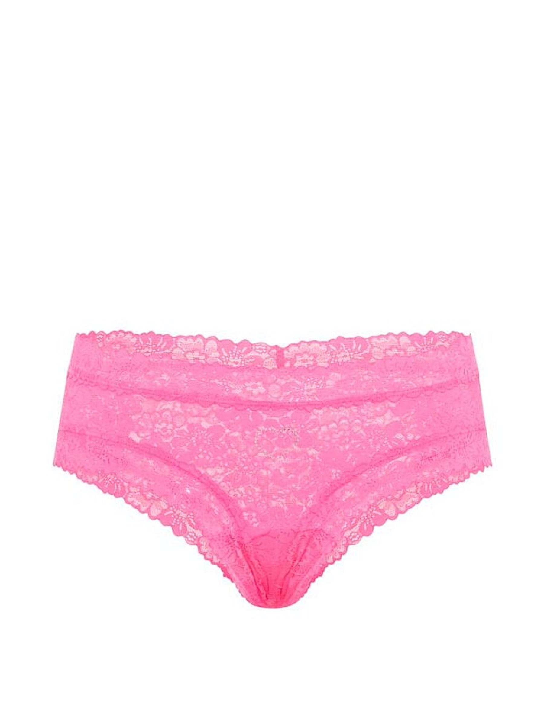 Hollywood Pink Heart Cheeky Diamante Lace Knickers - Image 3 of 3