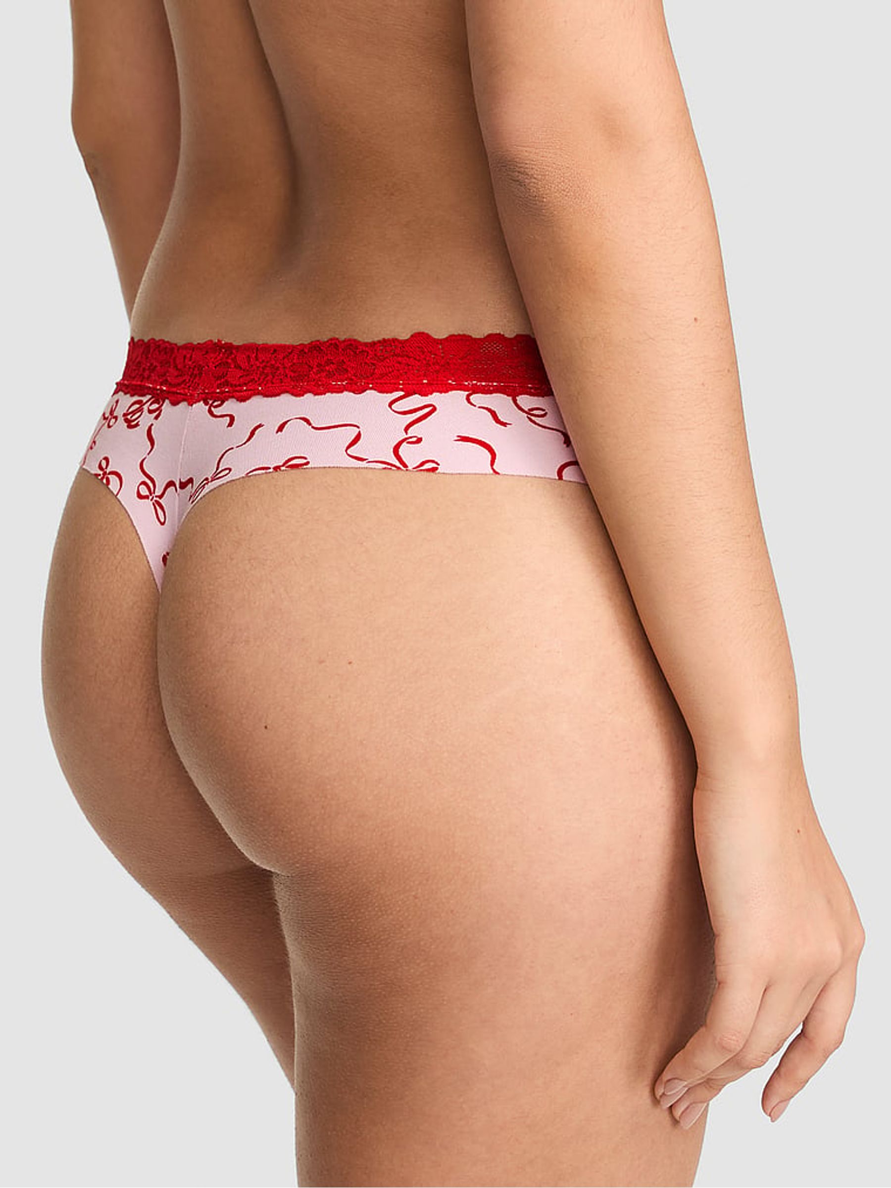 Coconut Pink Bows Thong Lace Trim Knickers - Image 3 of 3
