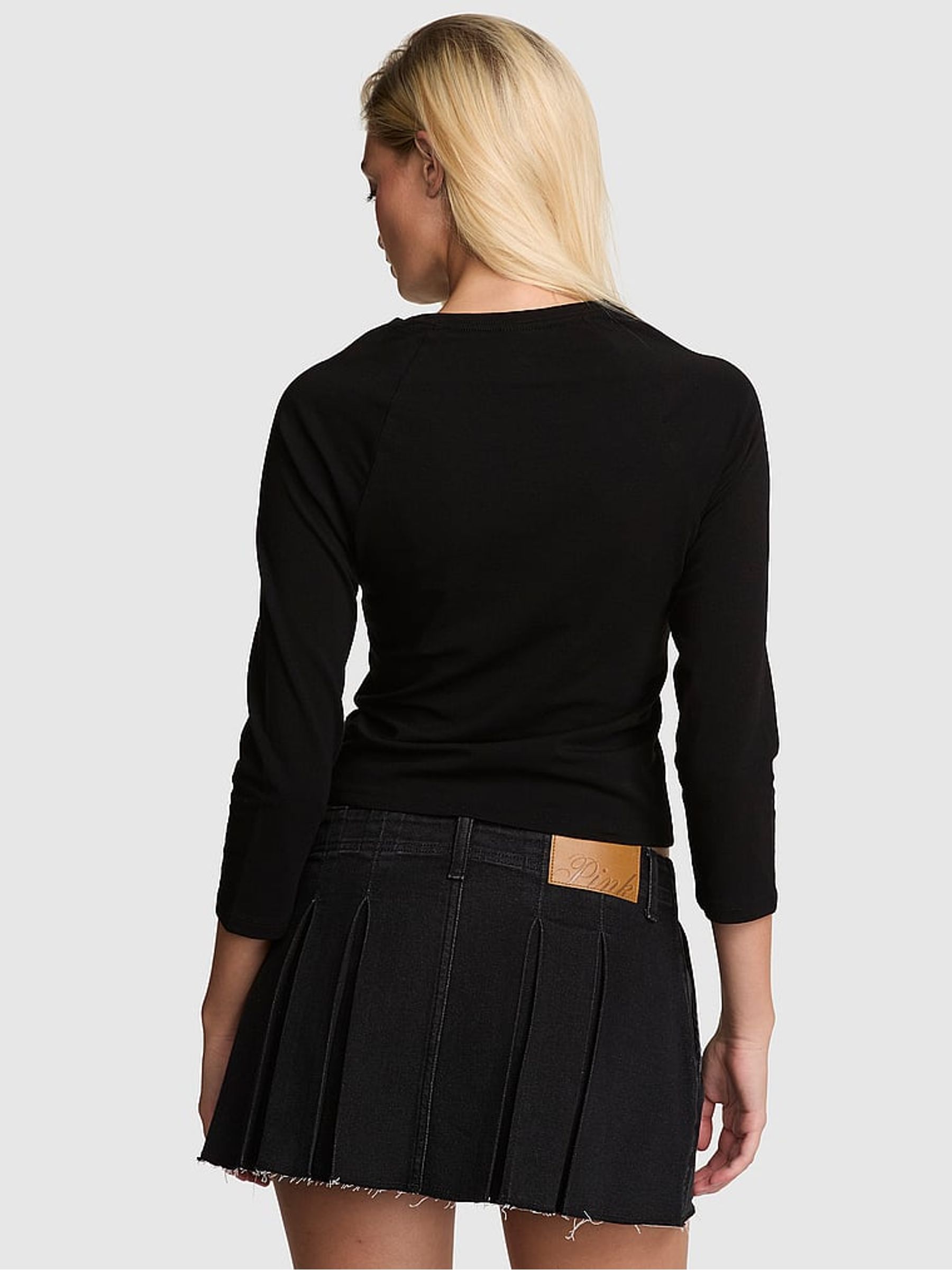 Black Sequin Long Sleeve Baby Tee - Image 2 of 2