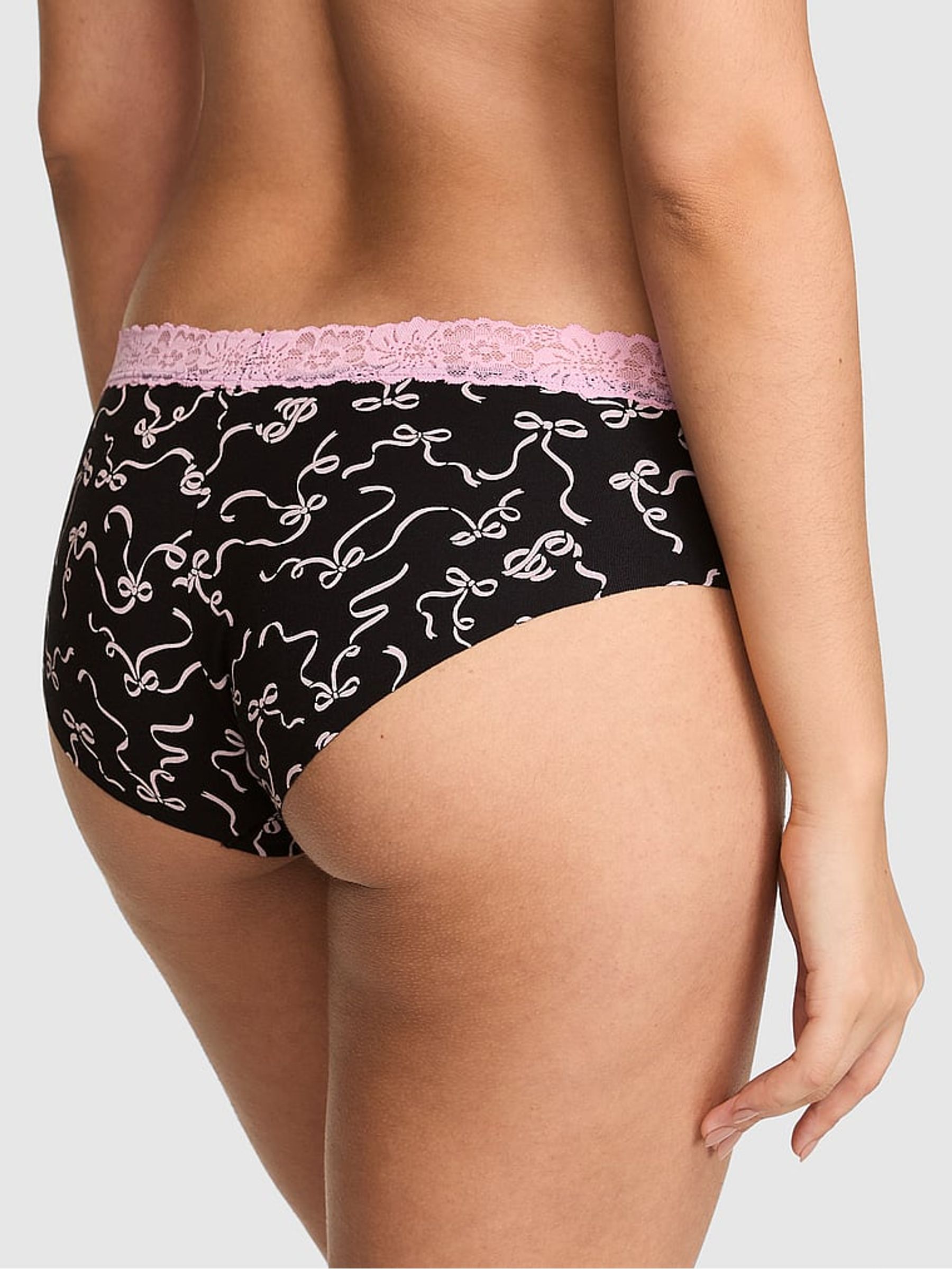 Black and Pink Bows Hipster Lace Trim Knickers - Image 2 of 2