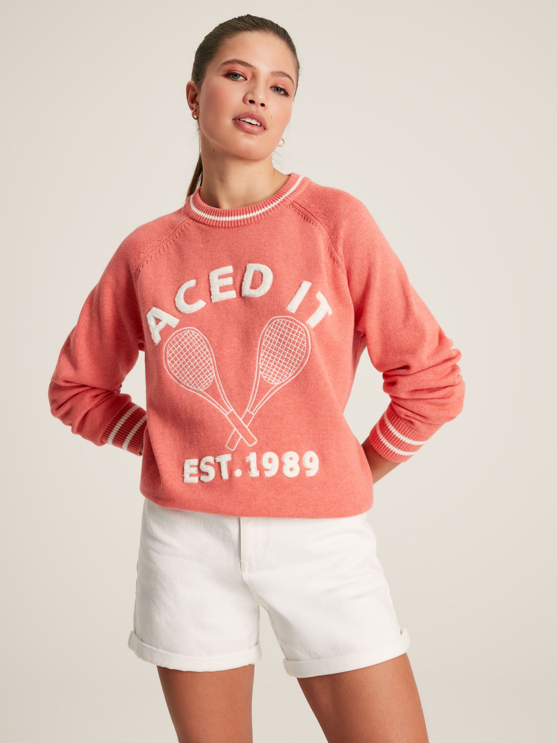 Break Point Coral Knitted Tennis Jumper - Image 1 of 6