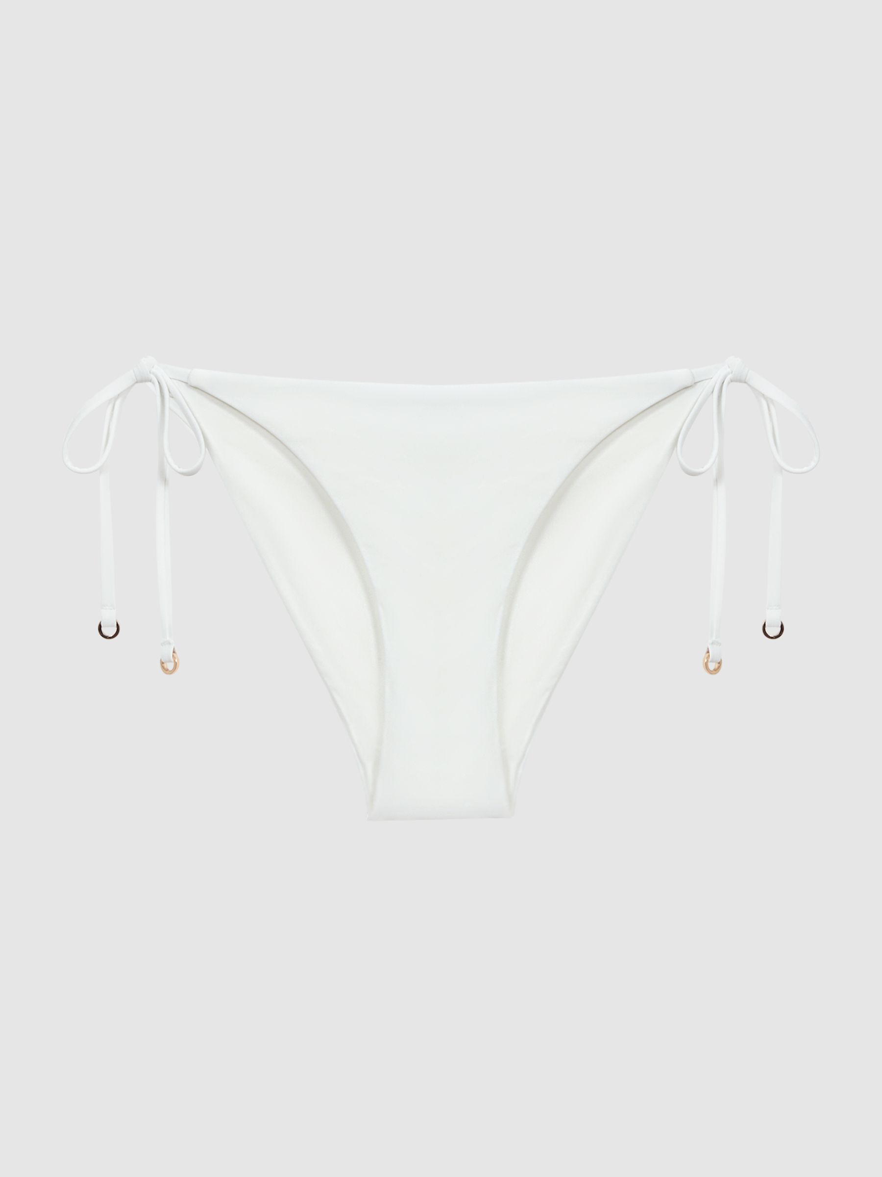 Side Tie Bikini Bottoms in White - Image 2 of 4
